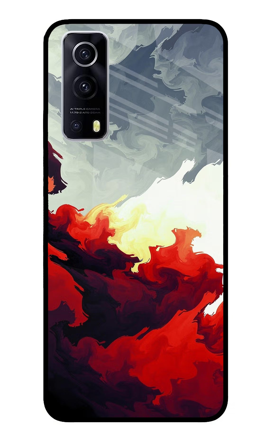 Fire Cloud iQOO Z3 5G Back Cover - Fire Cloud iQOO Z3 5G Glass Case Back Cover by Casekaro Fire Cloud iQOO Z3 5G Glass Case Back Cover by Casekaro