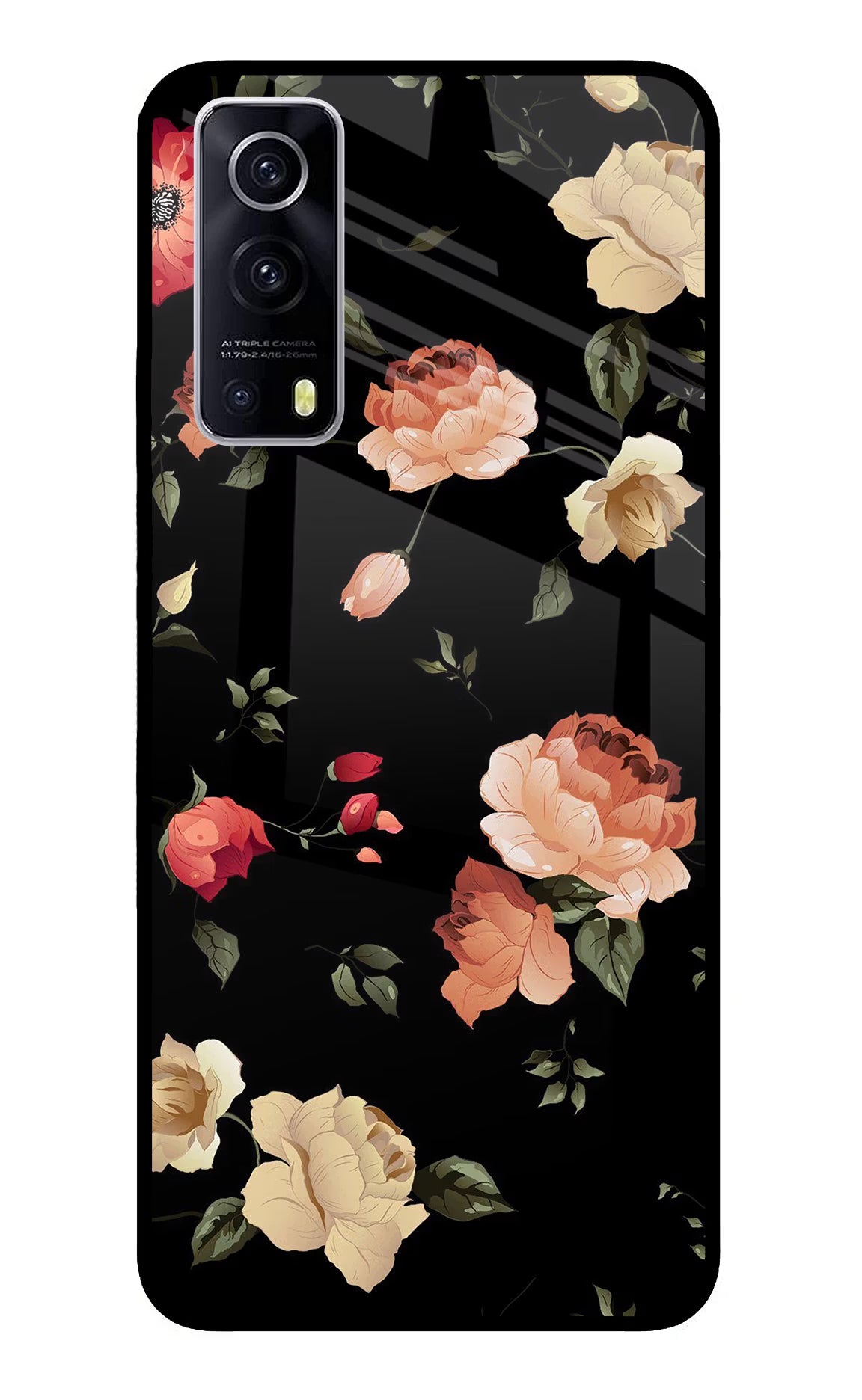 Flowers iQOO Z3 5G Back Cover - Flowers iQOO Z3 5G Glass Case Back Cover by Casekaro Flowers iQOO Z3 5G Glass Case Back Cover by Casekaro