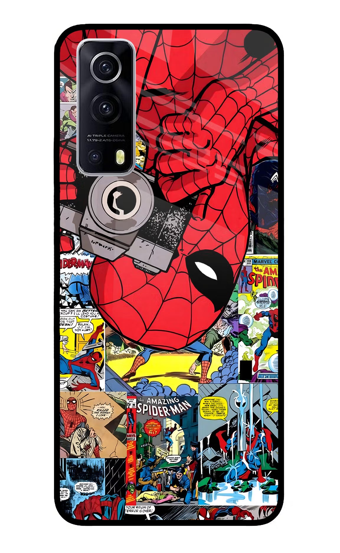 Spider Man iQOO Z3 5G Back Cover - Spider Man iQOO Z3 5G Glass Case Back Cover by Casekaro Spider Man iQOO Z3 5G Glass Case Back Cover by Casekaro