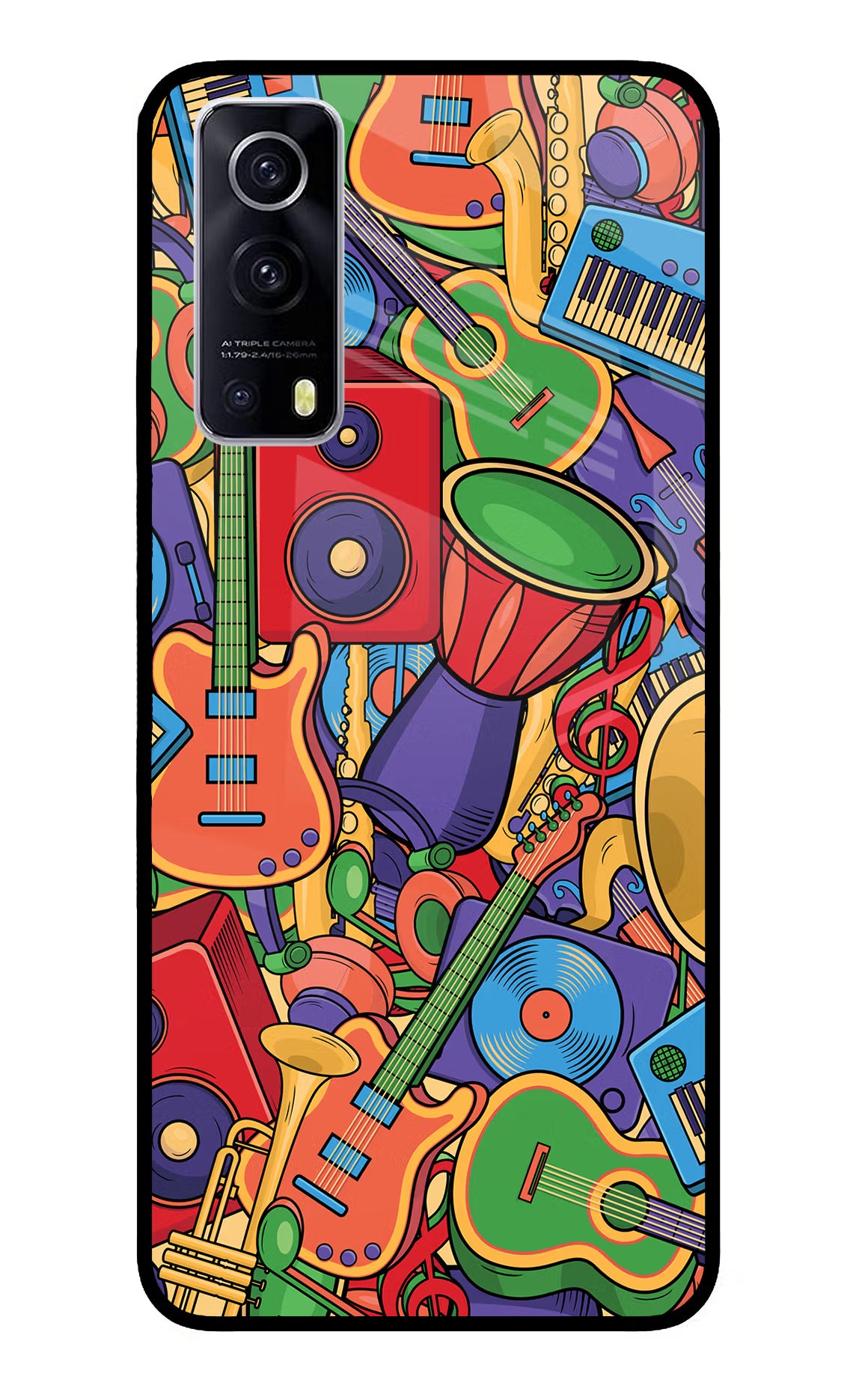 Music Instrument Doodle iQOO Z3 5G Back Cover - Music Instrument Doodle iQOO Z3 5G Glass Case Back Cover by Casekaro Music Instrument Doodle iQOO Z3 5G Glass Case Back Cover by Casekaro