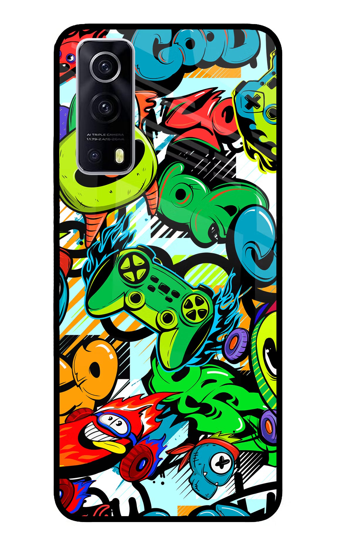 Game Doodle iQOO Z3 5G Glass Case - Game Doodle iQOO Z3 5G Glass Case Game Doodle iQOO Z3 5G Glass Case