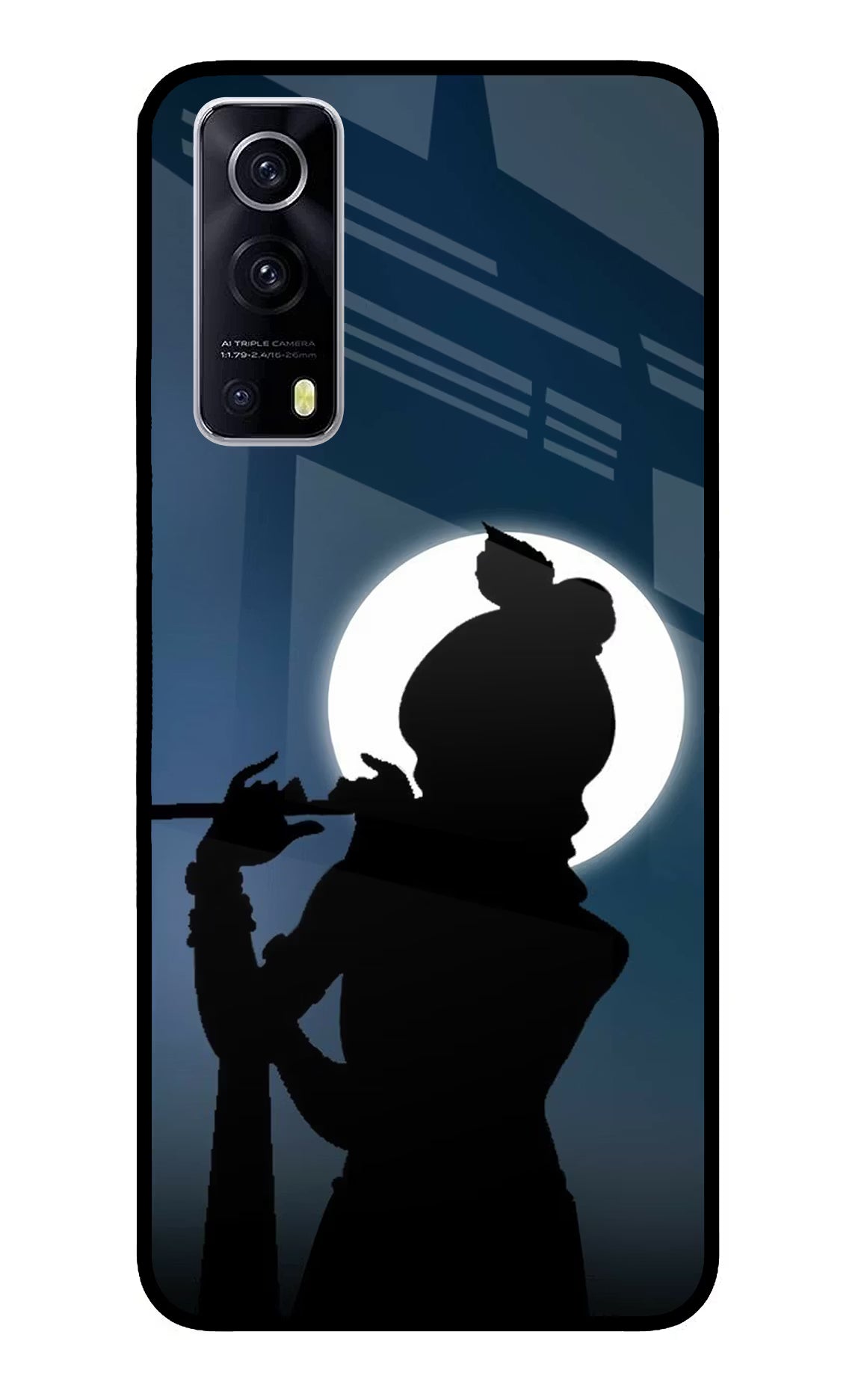 Shri Krishna Silhouette iQOO Z3 5G Back Cover - Shri Krishna Silhouette iQOO Z3 5G Glass Case Back Cover by Casekaro Shri Krishna Silhouette iQOO Z3 5G Glass Case Back Cover by Casekaro
