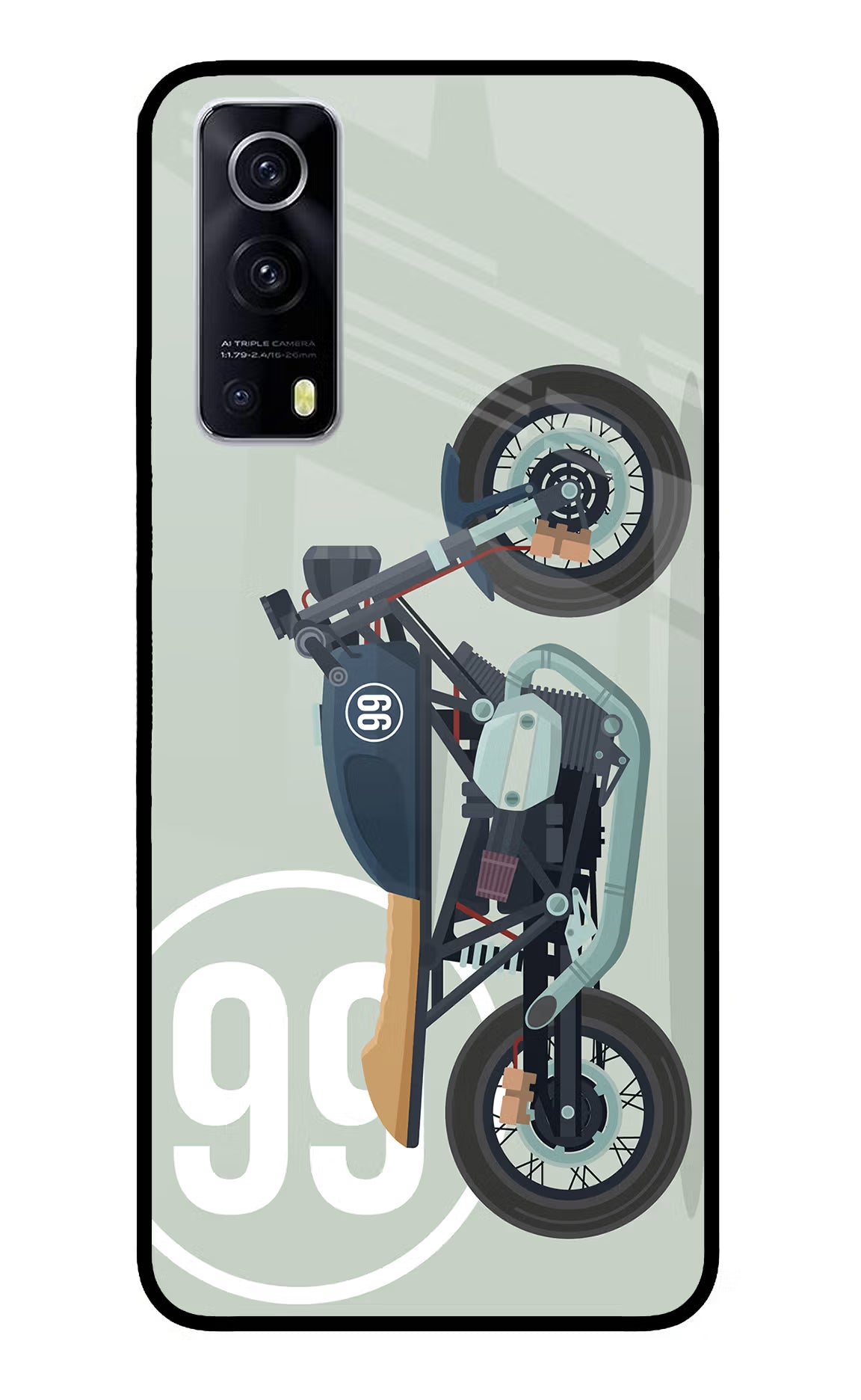 Classic Cafe Racer 99 iQOO Z3 5G Back Cover - Classic Cafe Racer 99 iQOO Z3 5G Glass Case Back Cover by Casekaro Classic Cafe Racer 99 iQOO Z3 5G Glass Case Back Cover by Casekaro
