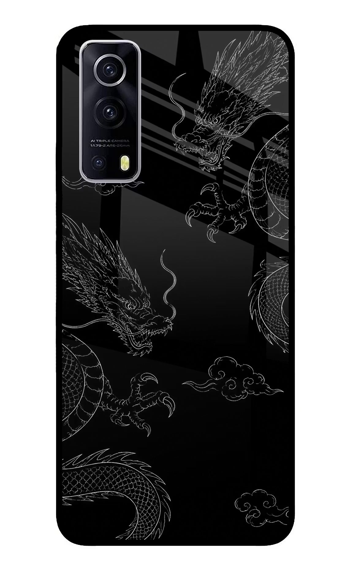Twin Dragons iQOO Z3 5G Back Cover - Twin Dragons iQOO Z3 5G Glass Case Back Cover by Casekaro Twin Dragons iQOO Z3 5G Glass Case Back Cover by Casekaro