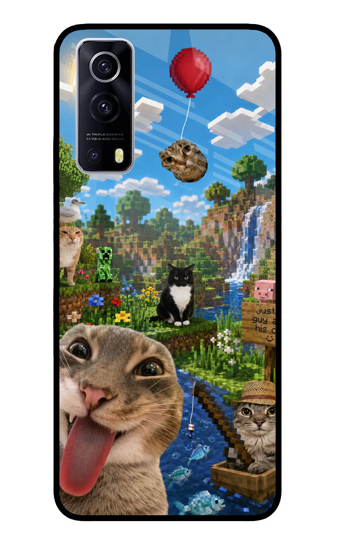 Minecraft Cat Chaos iQOO Z3 5G Glass Case - Minecraft Cat Chaos iQOO Z3 5G Glass Case Minecraft Cat Chaos iQOO Z3 5G Glass Case