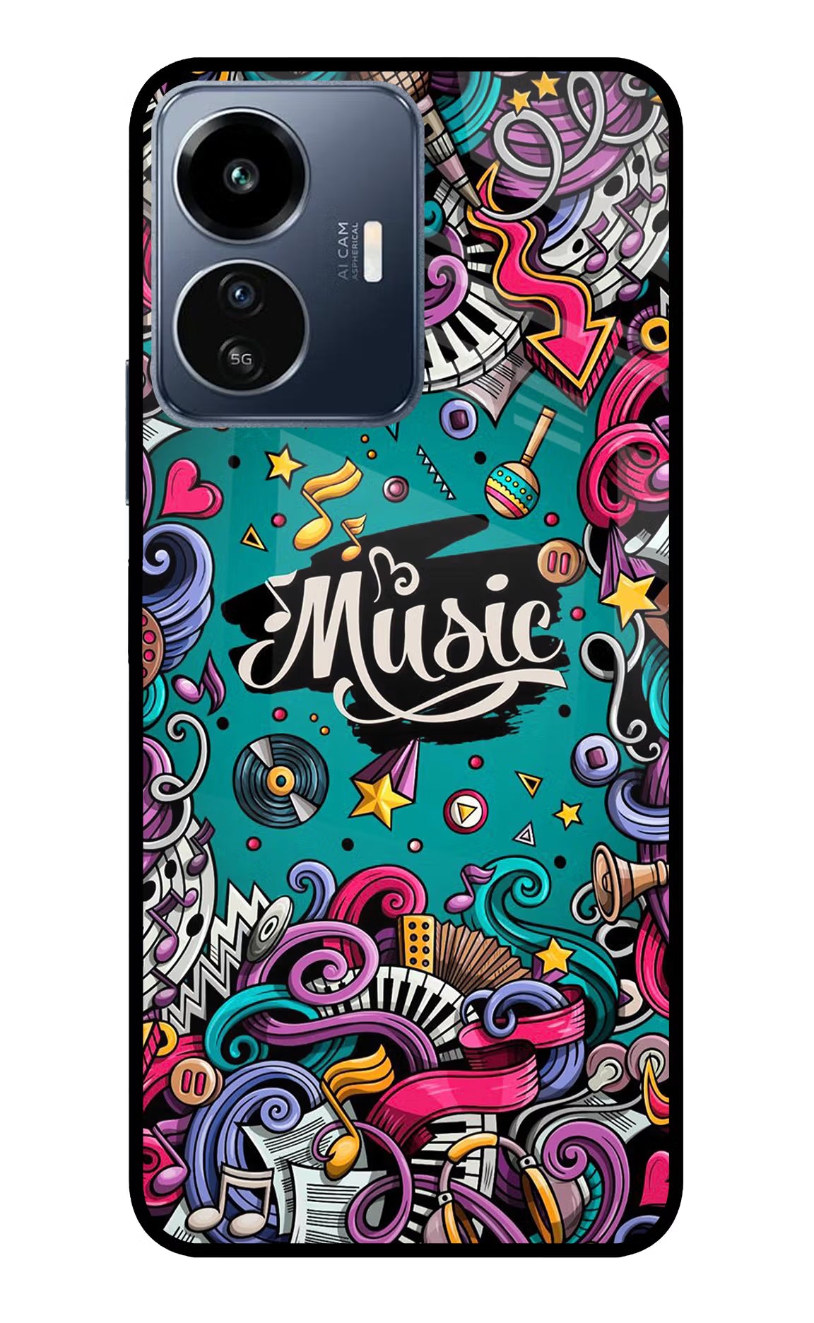 Music Graffiti IQOO Z6 Lite 5G Glass Case - Music Graffiti IQOO Z6 Lite 5G Glass Case Music Graffiti IQOO Z6 Lite 5G Glass Case