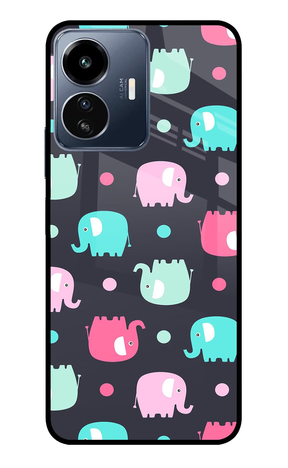 Elephants IQOO Z6 Lite 5G Glass Case - Elephants IQOO Z6 Lite 5G Glass Case Elephants IQOO Z6 Lite 5G Glass Case