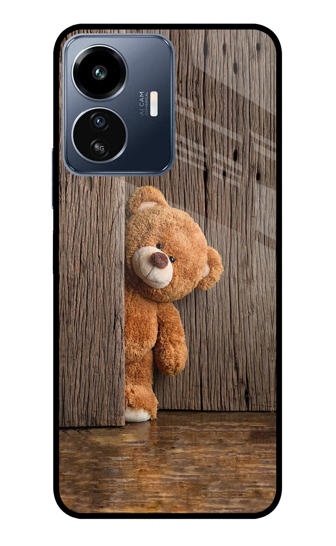 Teddy Wooden IQOO Z6 Lite 5G Glass Case - Teddy Wooden IQOO Z6 Lite 5G Glass Case Teddy Wooden IQOO Z6 Lite 5G Glass Case