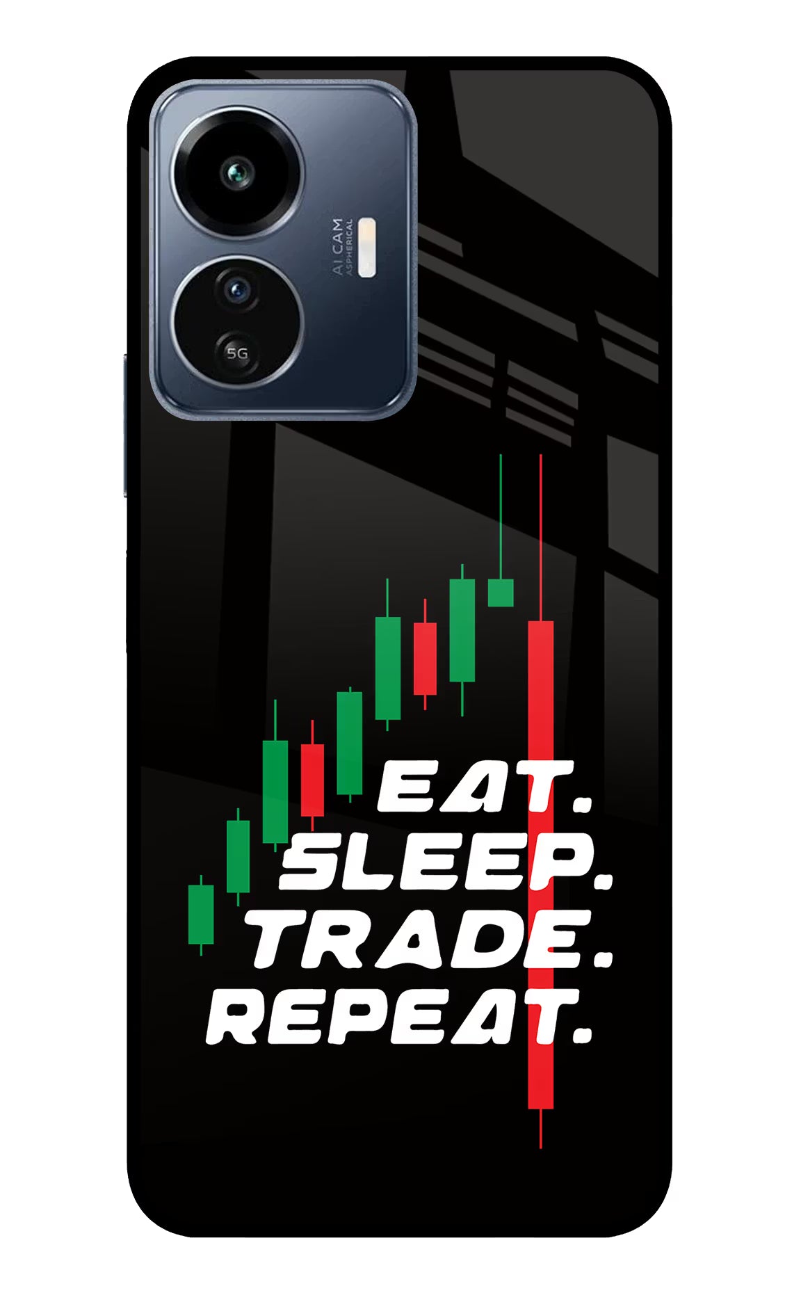 Eat Sleep Trade Repeat IQOO Z6 Lite 5G Glass Case - Eat Sleep Trade Repeat IQOO Z6 Lite 5G Glass Case Eat Sleep Trade Repeat IQOO Z6 Lite 5G Glass Case