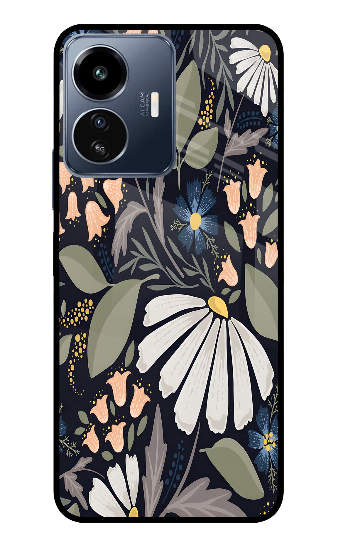Flowers Art IQOO Z6 Lite 5G Glass Case - Flowers Art IQOO Z6 Lite 5G Glass Case Flowers Art IQOO Z6 Lite 5G Glass Case