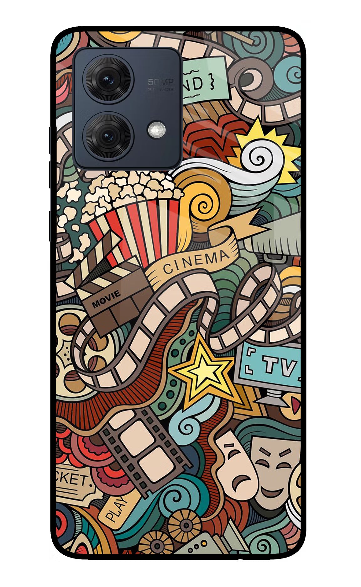 Cinema Abstract Moto G54 5G Glass Case Back Cover by Casekaro