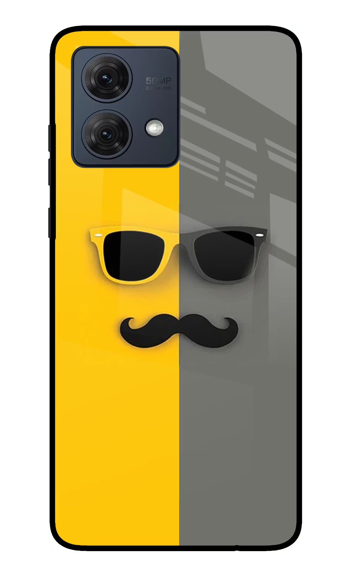 Sunglasses with Mustache Moto G54 5G Glass Case - Sunglasses with Mustache Moto G54 5G Glass Case Sunglasses with Mustache Moto G54 5G Glass Case