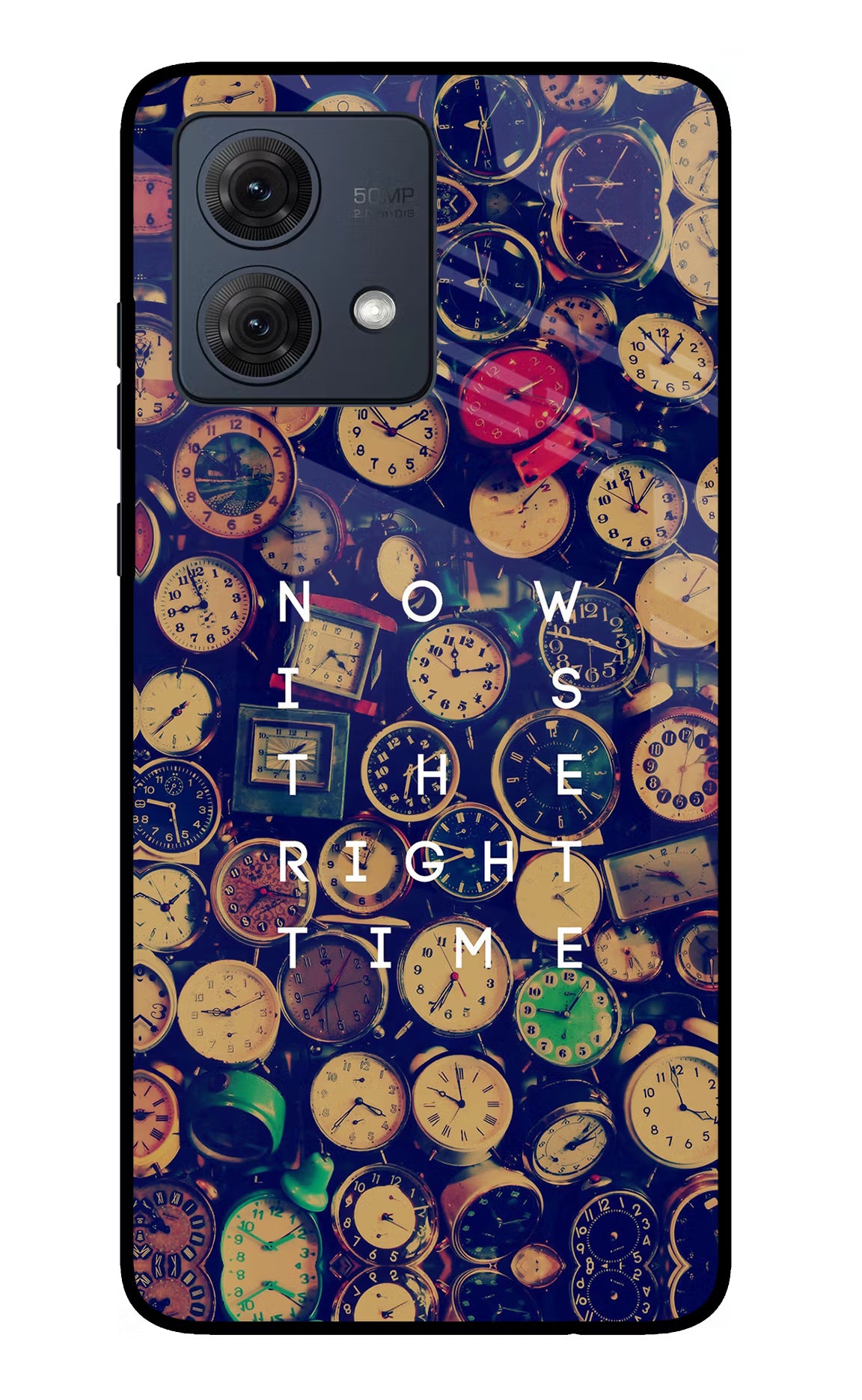 Now is the Right Time Quote Moto G54 5G Glass Case Back Cover by Casekaro
