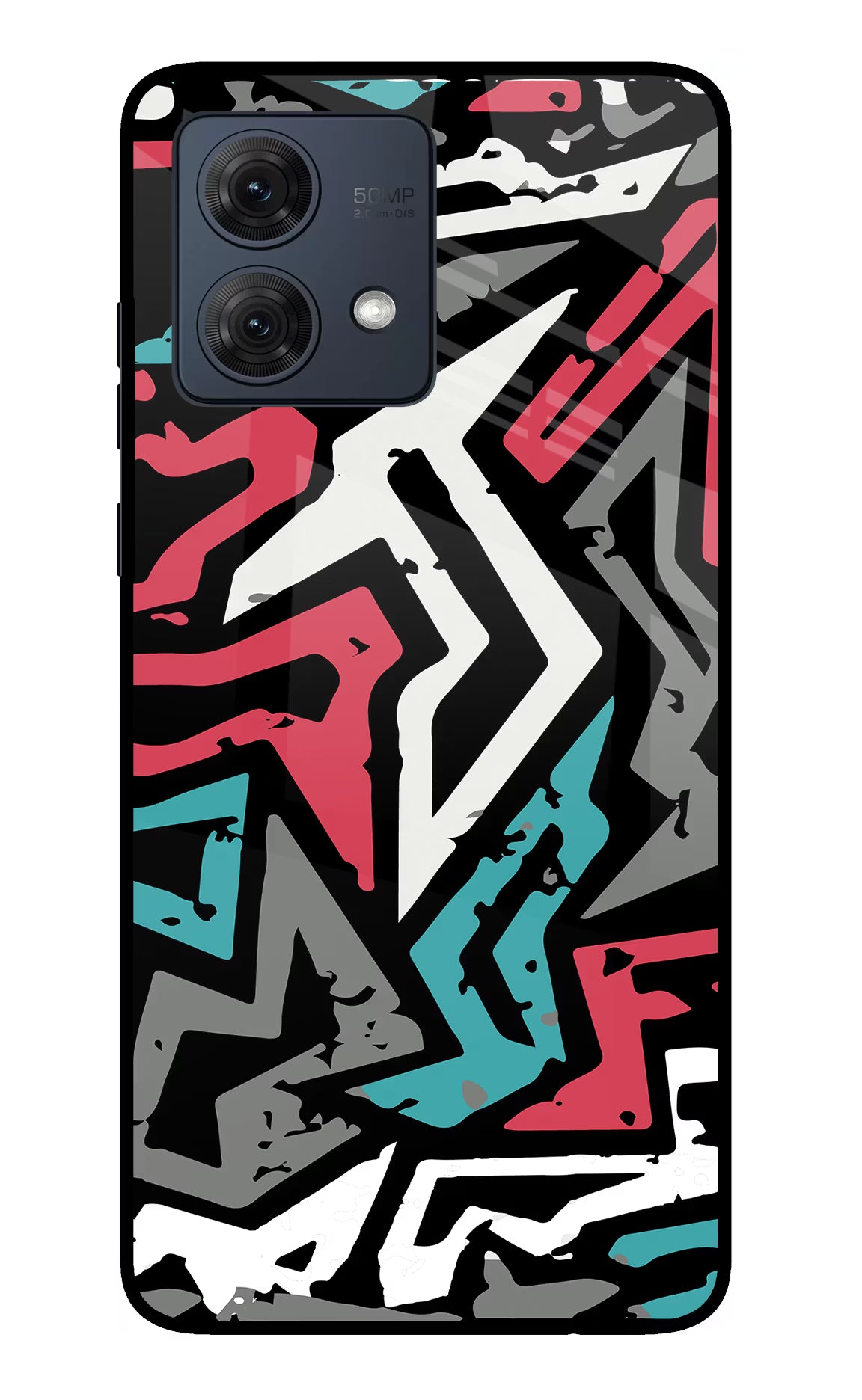 Geometric Graffiti Moto G54 5G Glass Case Back Cover by Casekaro
