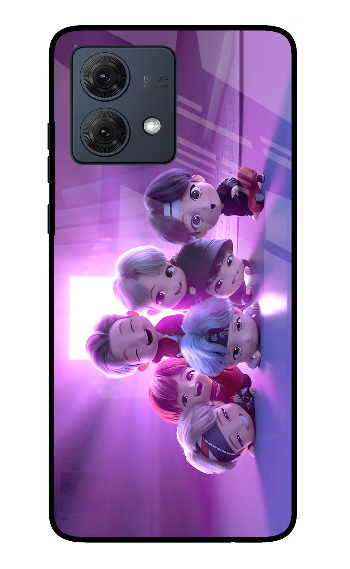 BTS Chibi Moto G54 5G Glass Case Back Cover by Casekaro