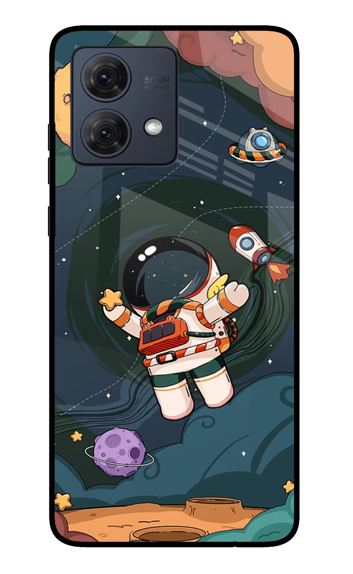 Cartoon Astronaut Moto G54 5G Glass Case - Cartoon Astronaut Moto G54 5G Glass Case Cartoon Astronaut Moto G54 5G Glass Case