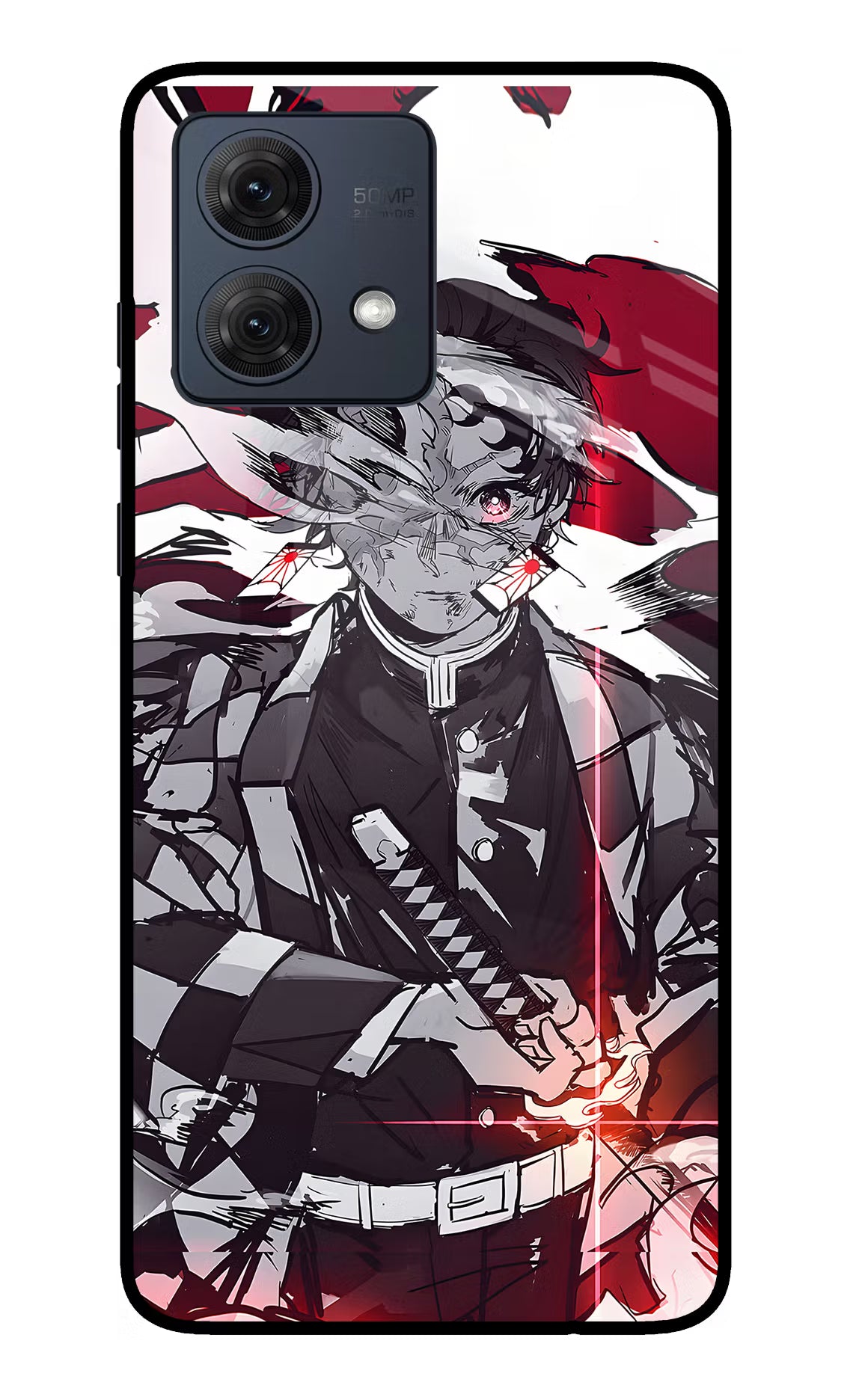 Demon Slayer Moto G54 5G Glass Case - Demon Slayer Moto G54 5G Glass Case Demon Slayer Moto G54 5G Glass Case