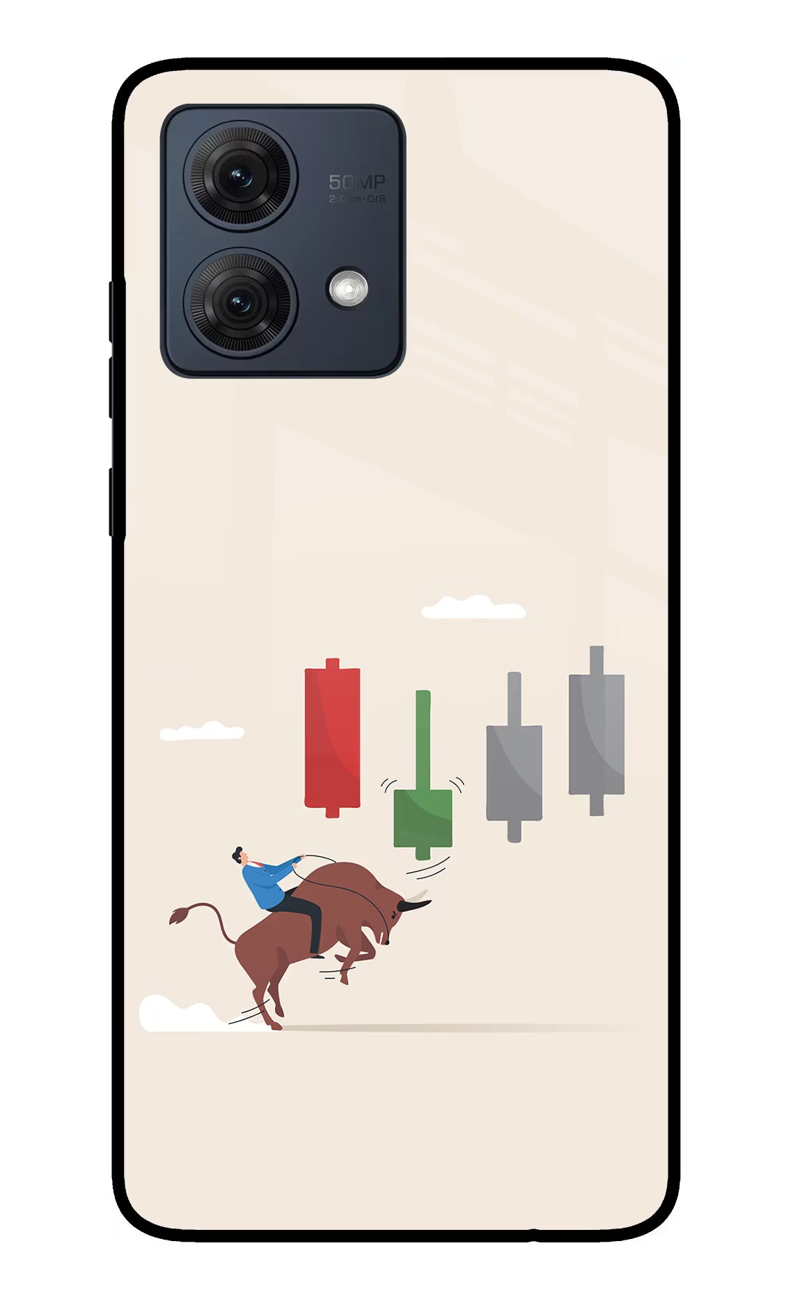 Bull Trading Momentum Moto G54 5G Glass Case Back Cover by Casekaro