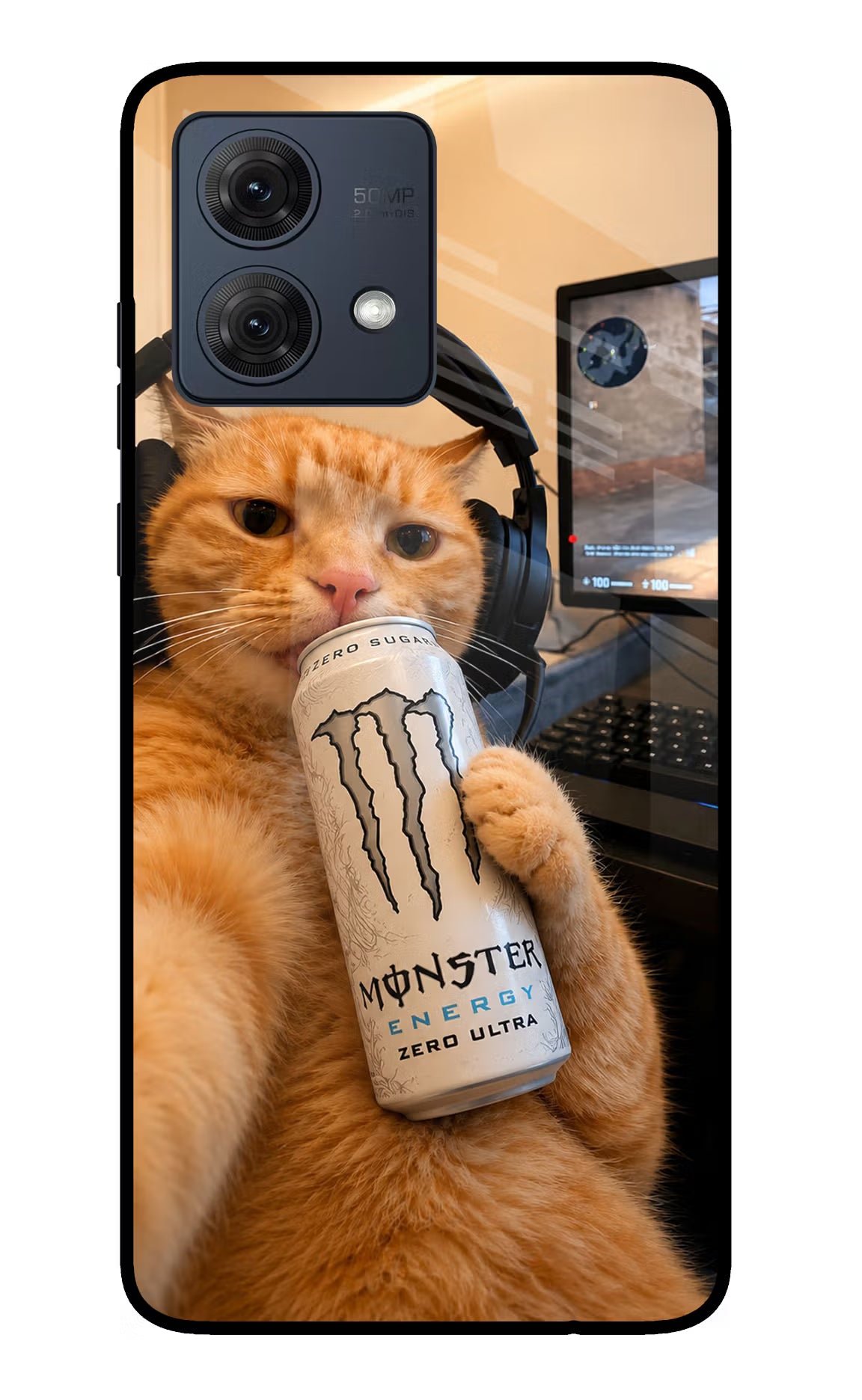 Gamer Cat Energy Moto G54 5G Glass Case - Gamer Cat Energy Moto G54 5G Glass Case Gamer Cat Energy Moto G54 5G Glass Case