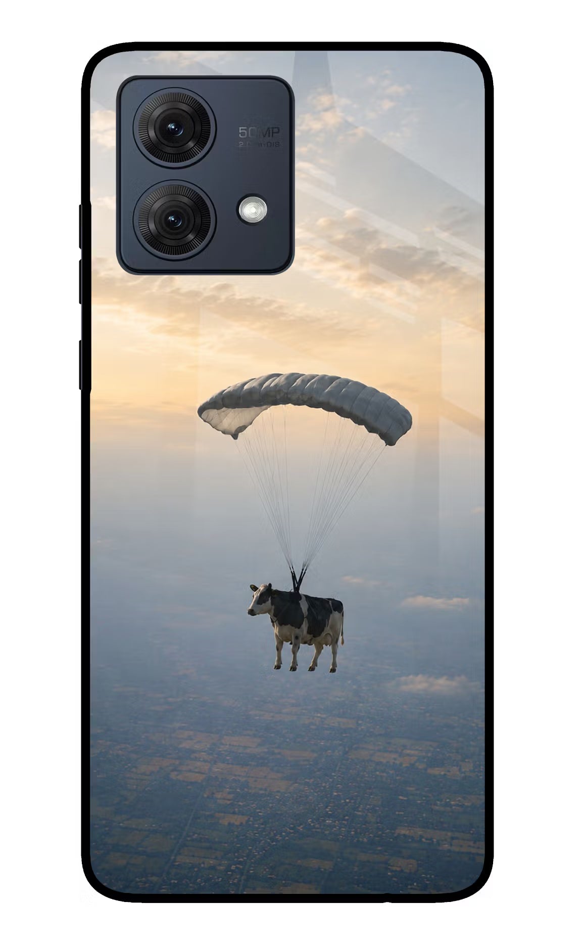 Skydiving Cow Moto G54 5G Glass Case - Skydiving Cow Moto G54 5G Glass Case Skydiving Cow Moto G54 5G Glass Case