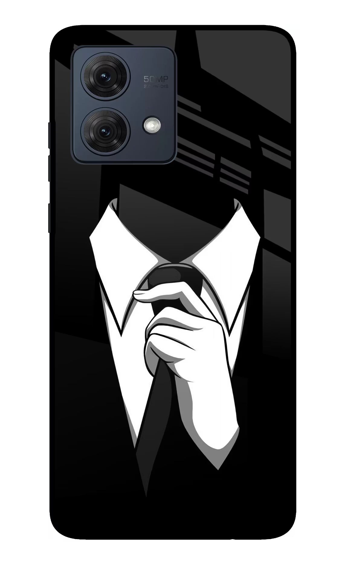 Black Tie Moto G84 5G Back Cover - Black Tie Moto G84 5G Glass Case Back Cover by Casekaro Black Tie Moto G84 5G Glass Case Back Cover by Casekaro