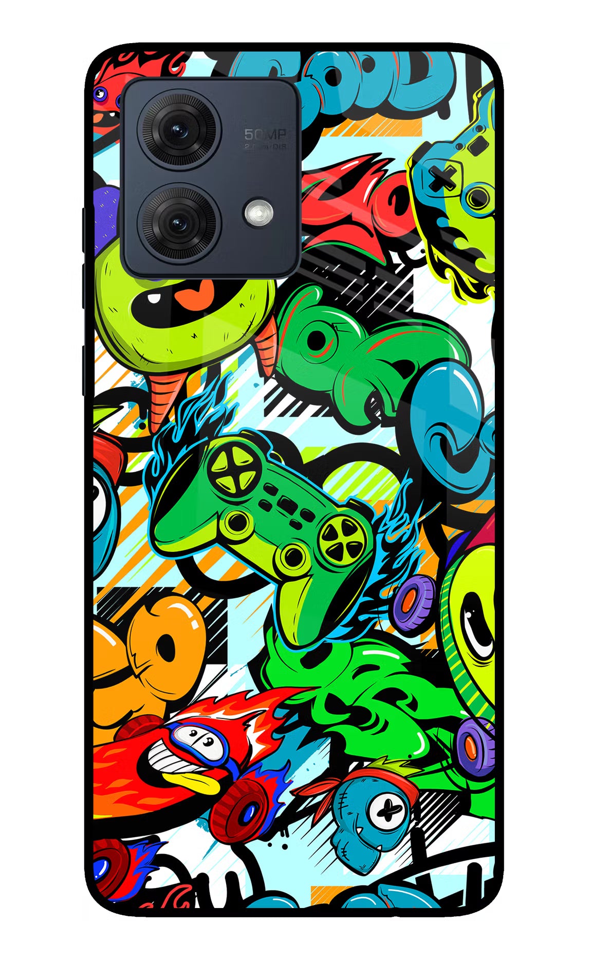 Game Doodle Moto G84 5G Back Cover - Game Doodle Moto G84 5G Glass Case Back Cover by Casekaro Game Doodle Moto G84 5G Glass Case Back Cover by Casekaro
