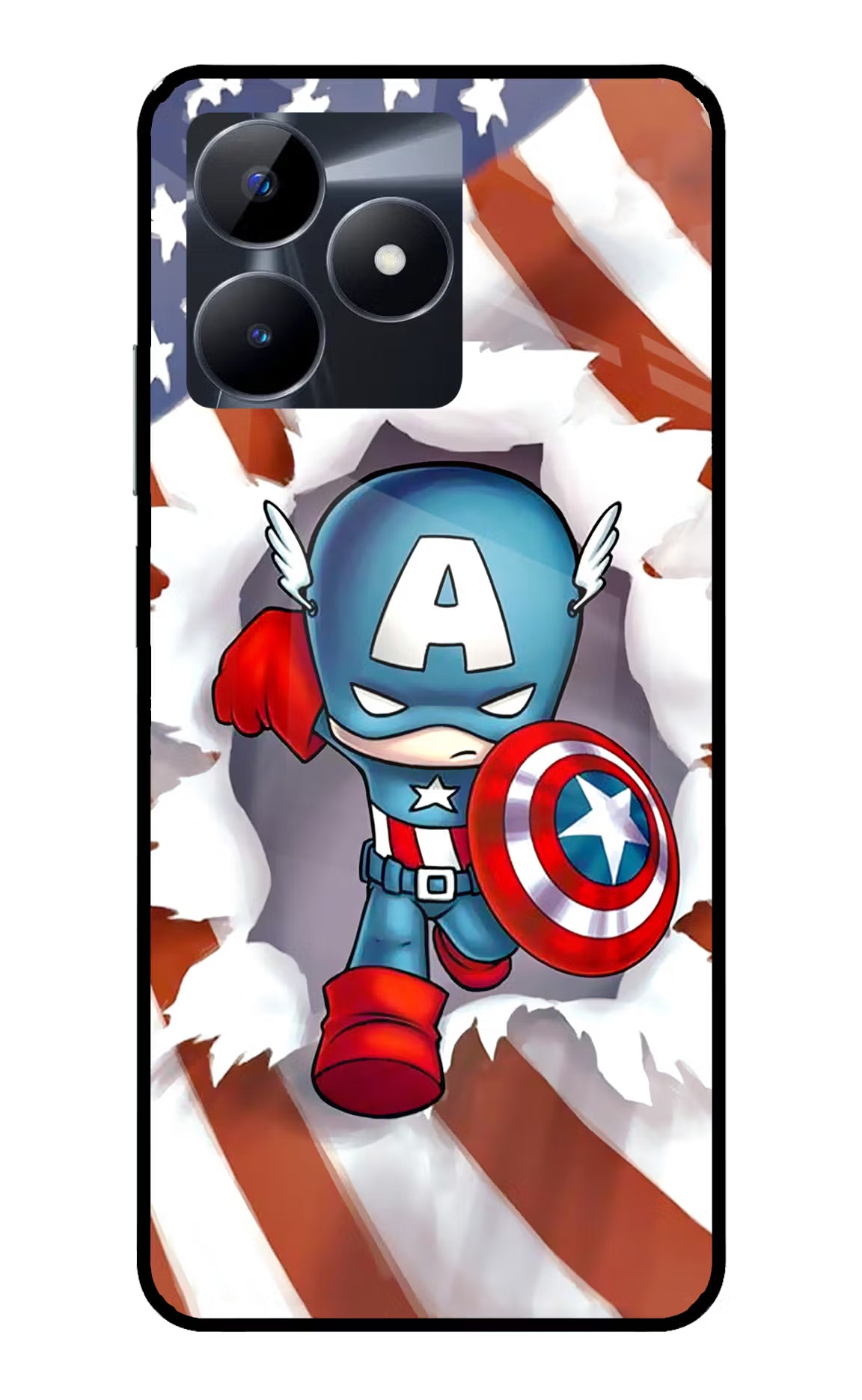 Captain America Realme C53 Glass Case - Captain America Realme C53 Glass Case Captain America Realme C53 Glass Case