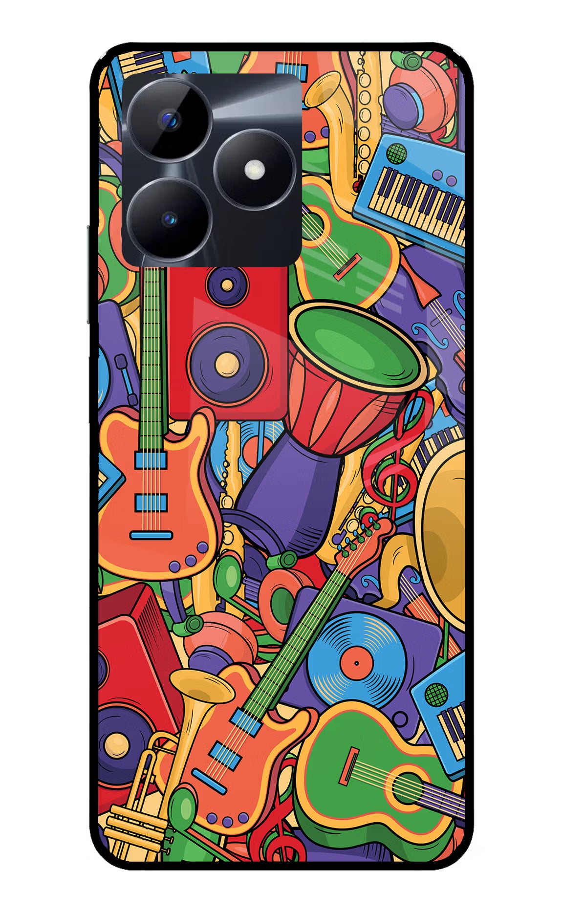 Music Instrument Doodle Realme C53 Glass Case - Music Instrument Doodle Realme C53 Glass Case Music Instrument Doodle Realme C53 Glass Case