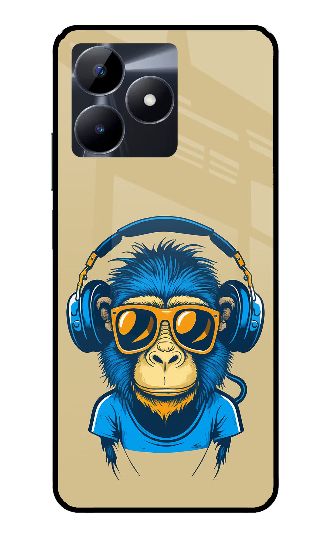 Monkey Headphone Realme C53 Glass Case - Monkey Headphone Realme C53 Glass Case Monkey Headphone Realme C53 Glass Case