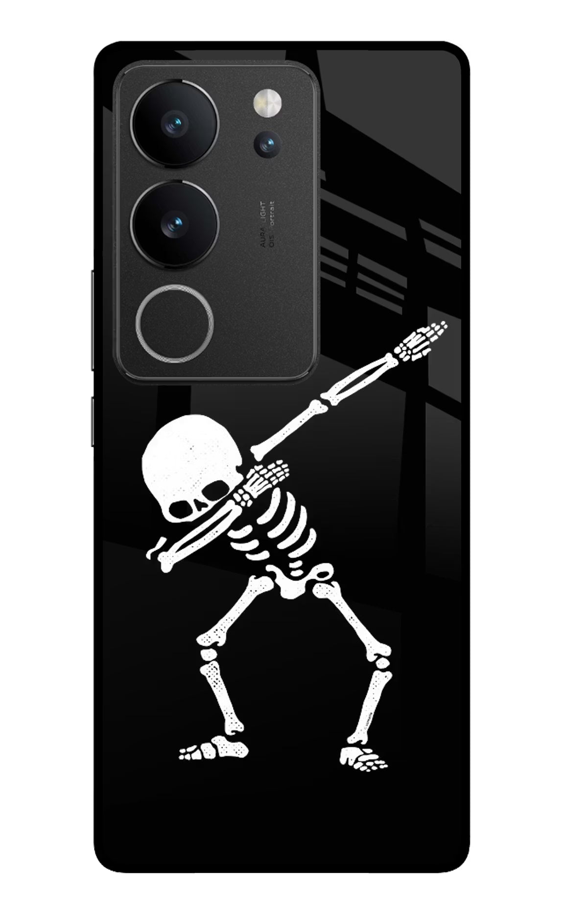 Dabbing Skeleton Art Vivo V29/V29 Pro Glass Case - Dabbing Skeleton Art Vivo V29/V29 Pro Glass Case Dabbing Skeleton Art Vivo V29/V29 Pro Glass Case
