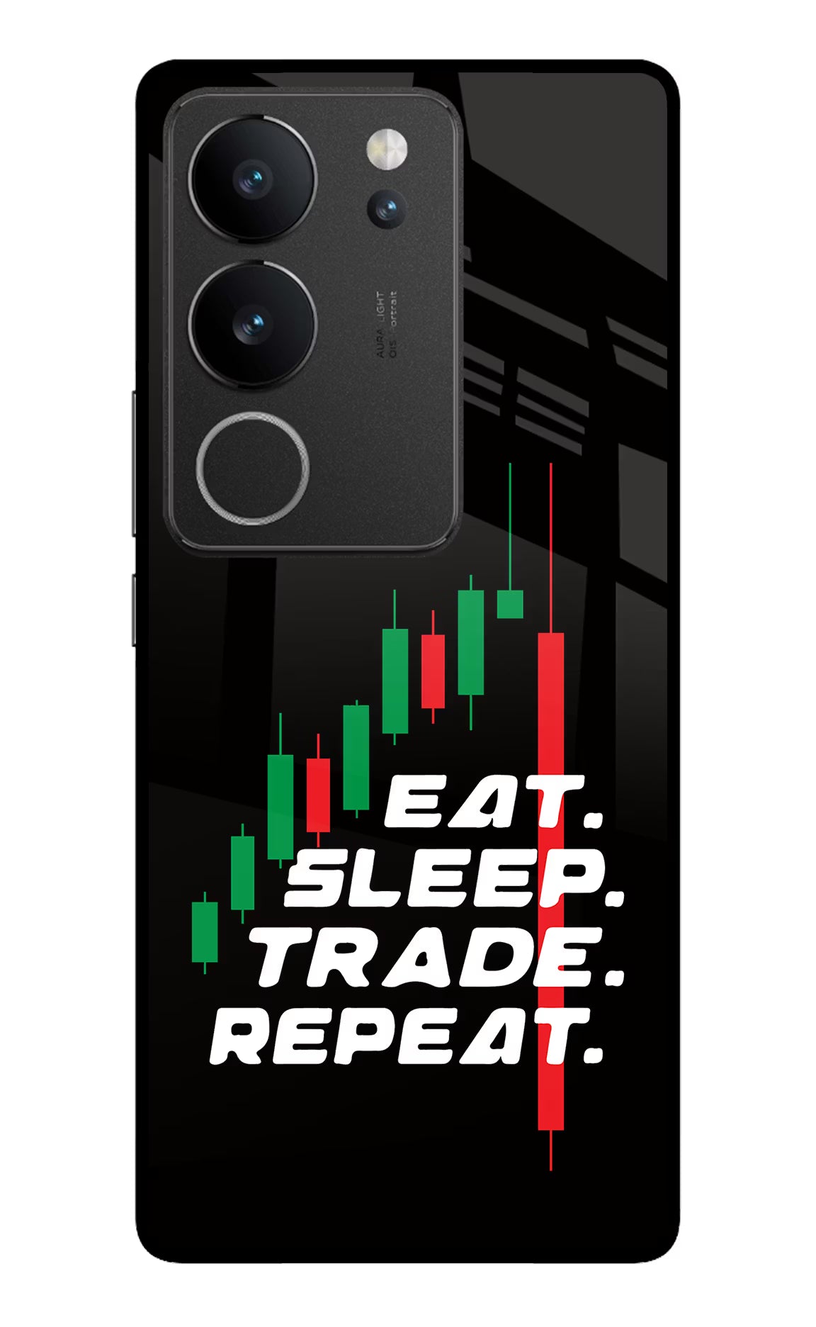 Eat Sleep Trade Repeat Vivo V29/V29 Pro Glass Case - Eat Sleep Trade Repeat Vivo V29/V29 Pro Glass Case Eat Sleep Trade Repeat Vivo V29/V29 Pro Glass Case