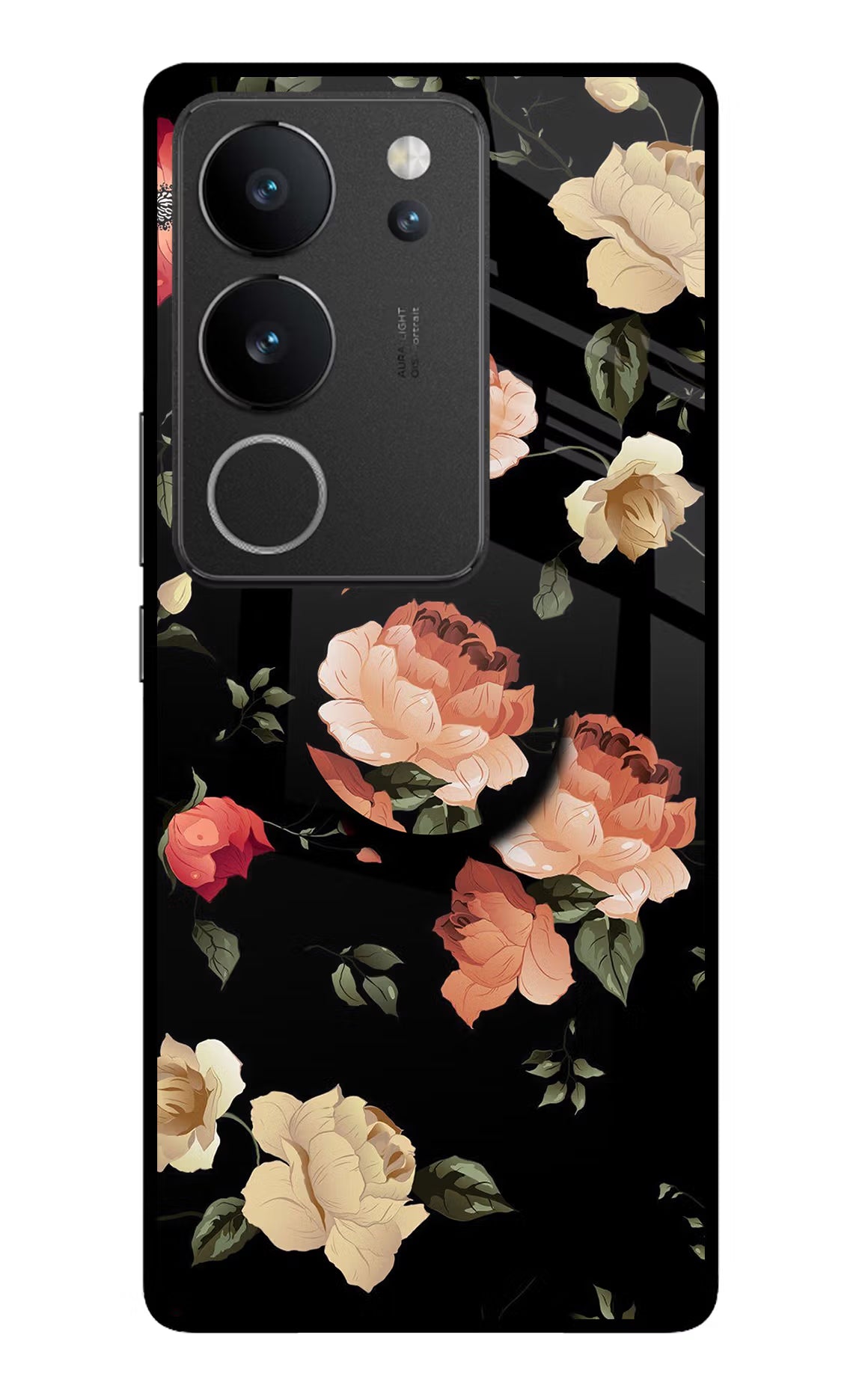 Flowers Vivo V29/V29 Pro Glass Case - Flowers Vivo V29/V29 Pro Glass Case Flowers Vivo V29/V29 Pro Glass Case