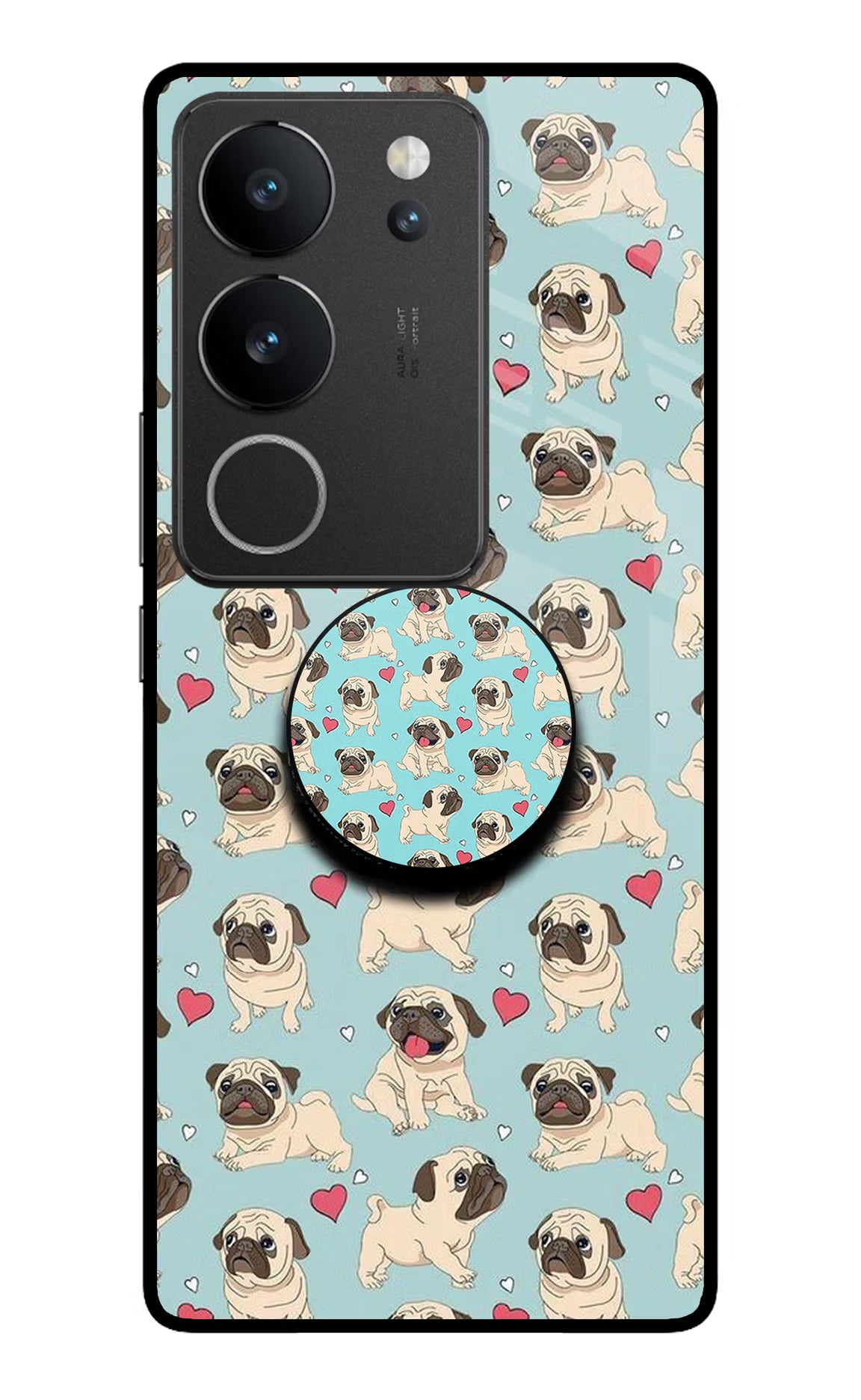 Pug Dog Vivo V29/V29 Pro Glass Case - Pug Dog Vivo V29/V29 Pro Glass Case Pug Dog Vivo V29/V29 Pro Glass Case