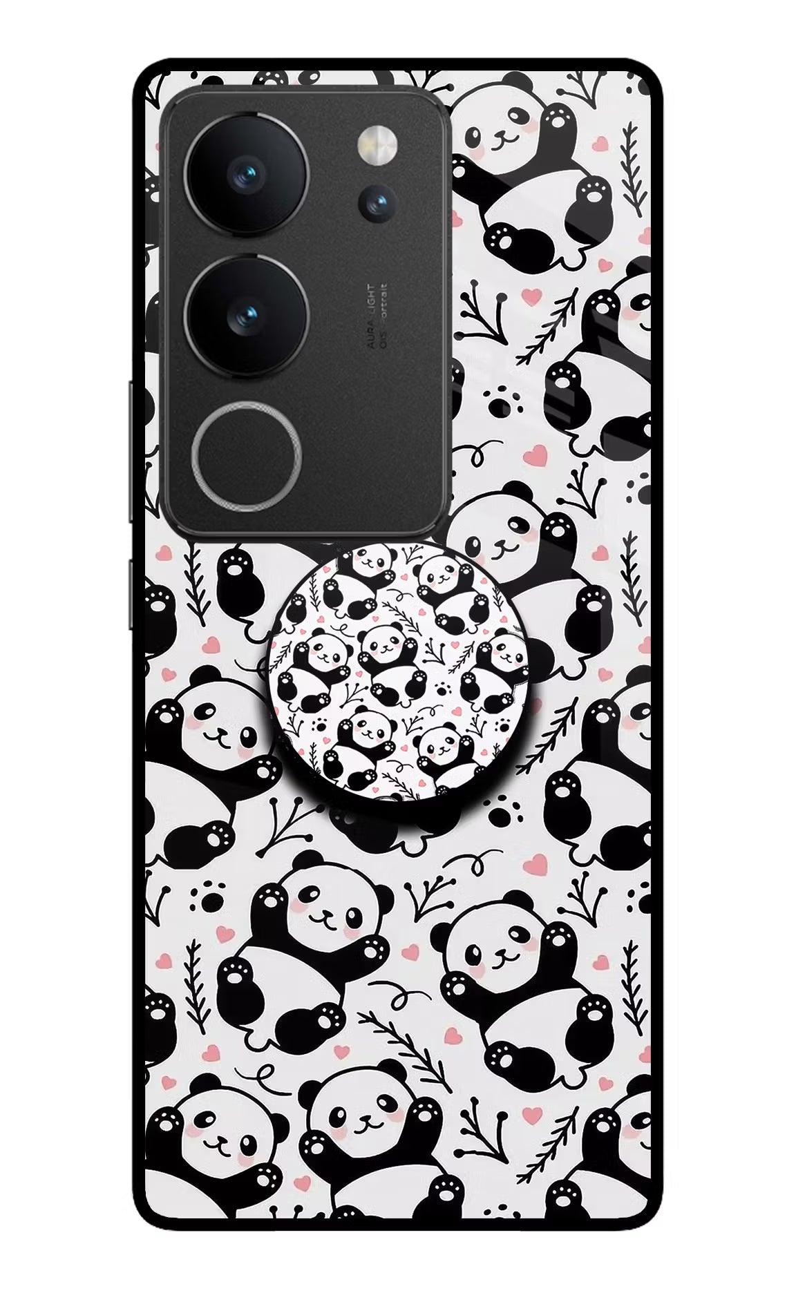 Cute Panda Vivo V29/V29 Pro Glass Case - Cute Panda Vivo V29/V29 Pro Glass Case Cute Panda Vivo V29/V29 Pro Glass Case