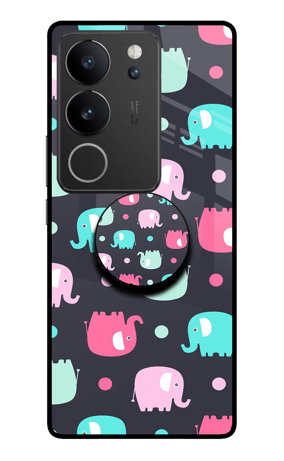 Baby Elephants Vivo V29/V29 Pro Glass Case - Baby Elephants Vivo V29/V29 Pro Glass Case Baby Elephants Vivo V29/V29 Pro Glass Case