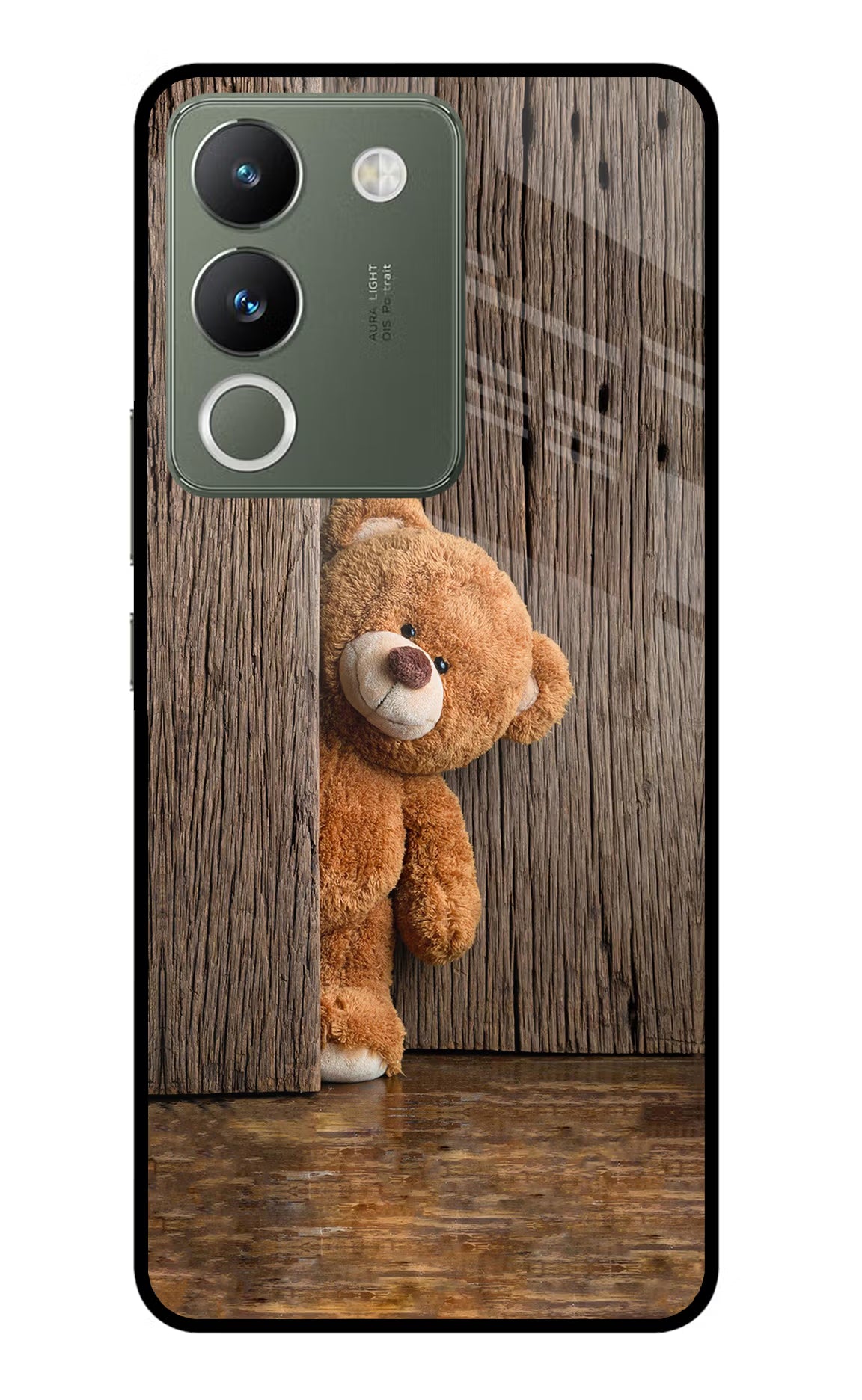 Teddy Wooden Vivo Y200 5G Glass Case - Teddy Wooden Vivo Y200 5G Glass Case Teddy Wooden Vivo Y200 5G Glass Case