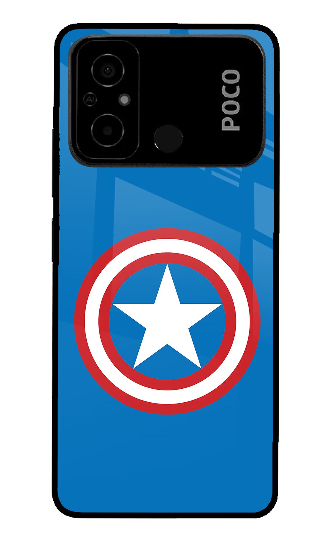 Captain America Logo Poco C55 Glass Case - Captain America Logo Poco C55 Glass Case Captain America Logo Poco C55 Glass Case