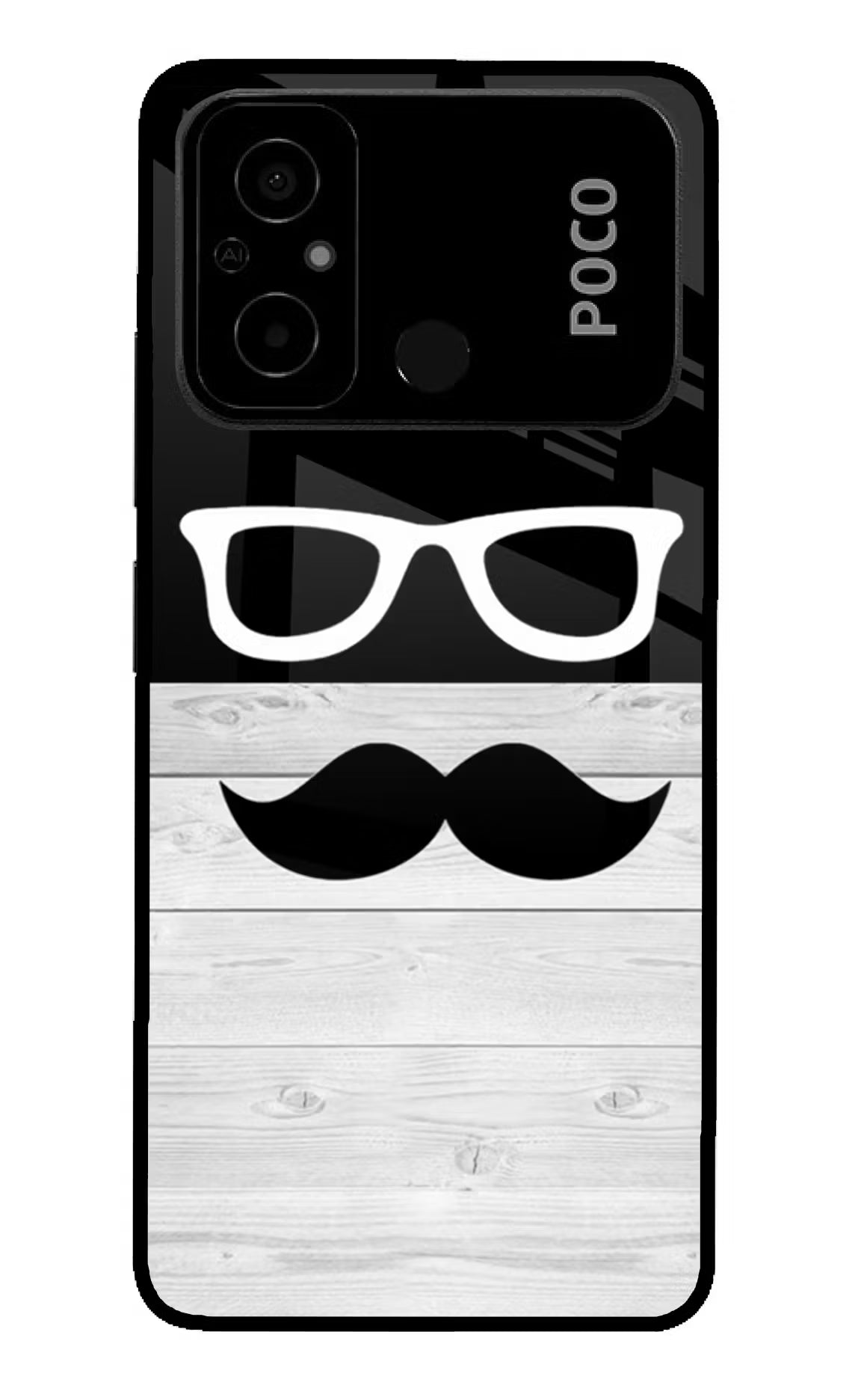 Mustache Poco C55 Glass Case - Mustache Poco C55 Glass Case Mustache Poco C55 Glass Case