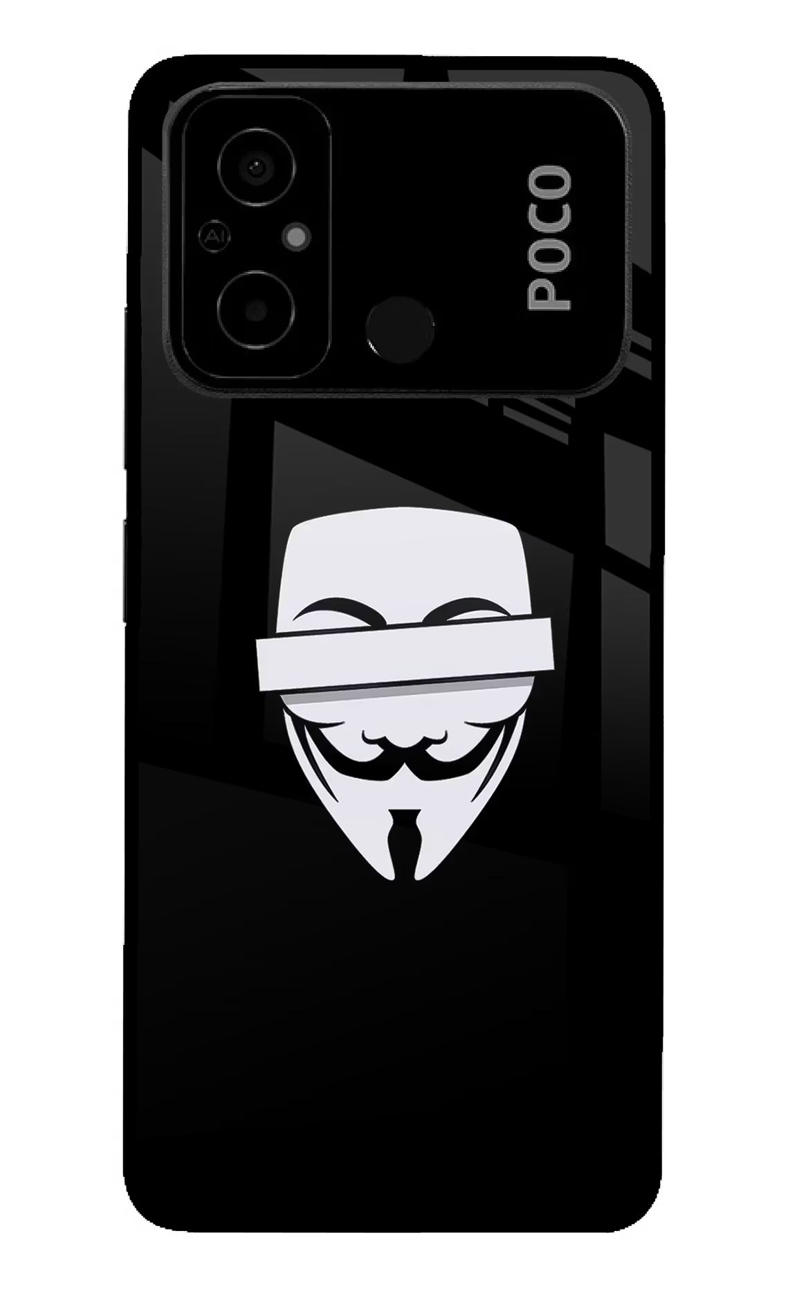 Anonymous Face Poco C55 Glass Case - Anonymous Face Poco C55 Glass Case Anonymous Face Poco C55 Glass Case