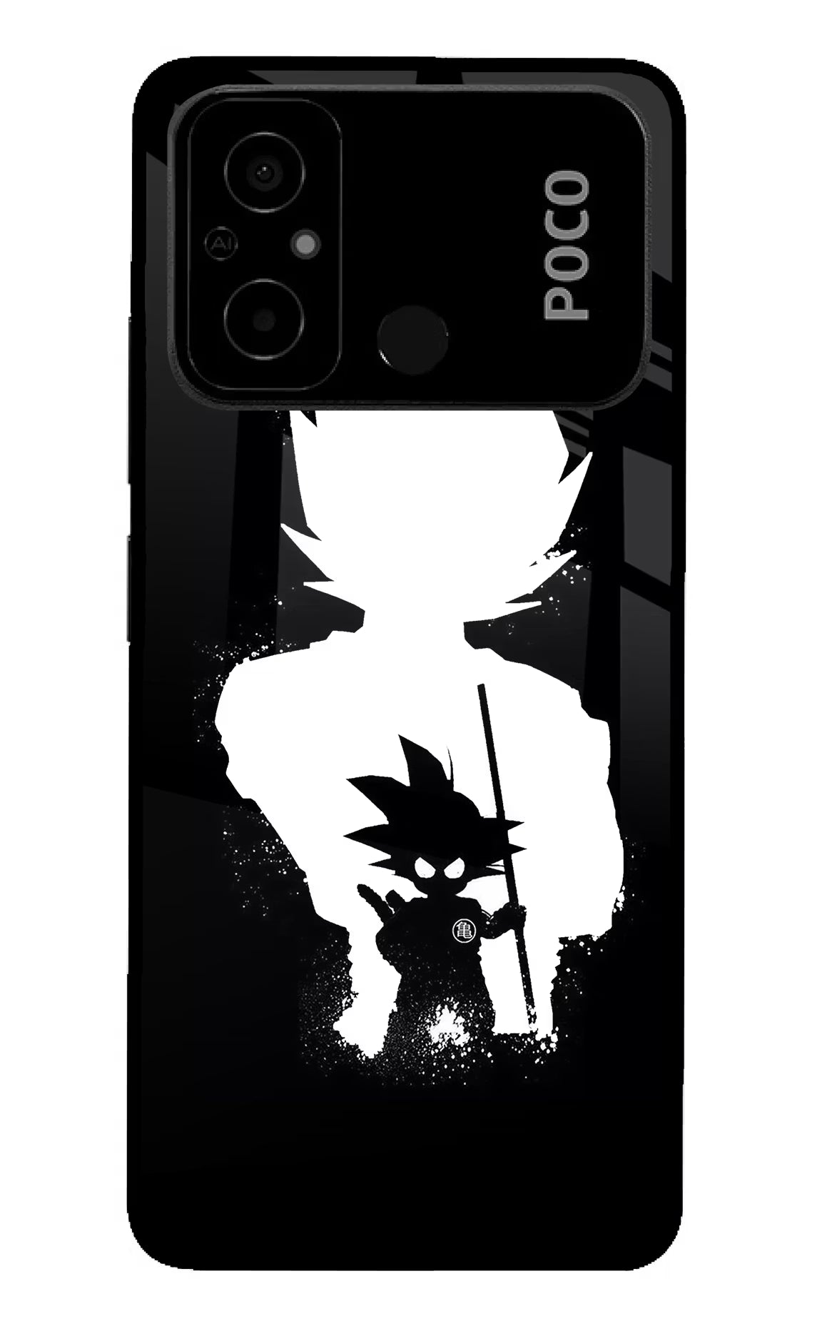 Goku Shadow Poco C55 Glass Case - Goku Shadow Poco C55 Glass Case Goku Shadow Poco C55 Glass Case