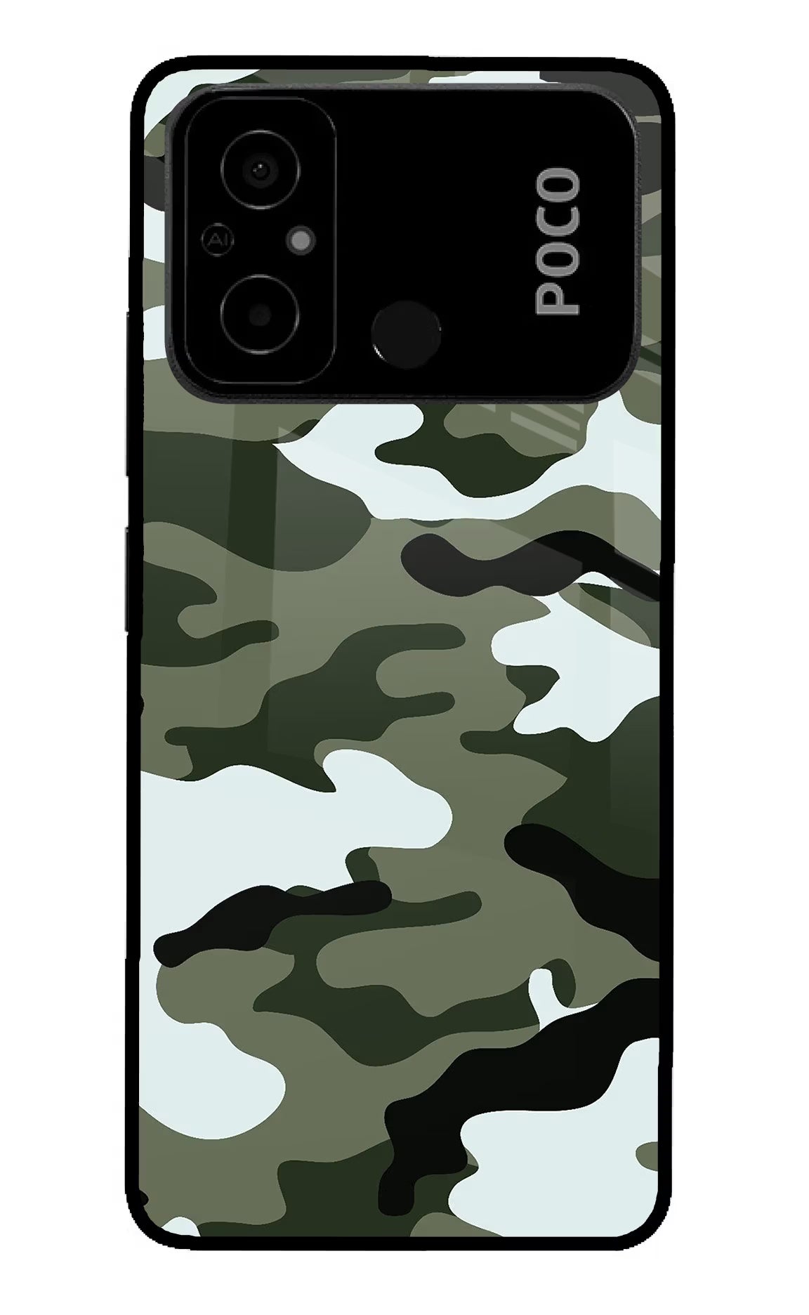 Camouflage Poco C55 Glass Case - Camouflage Poco C55 Glass Case Camouflage Poco C55 Glass Case