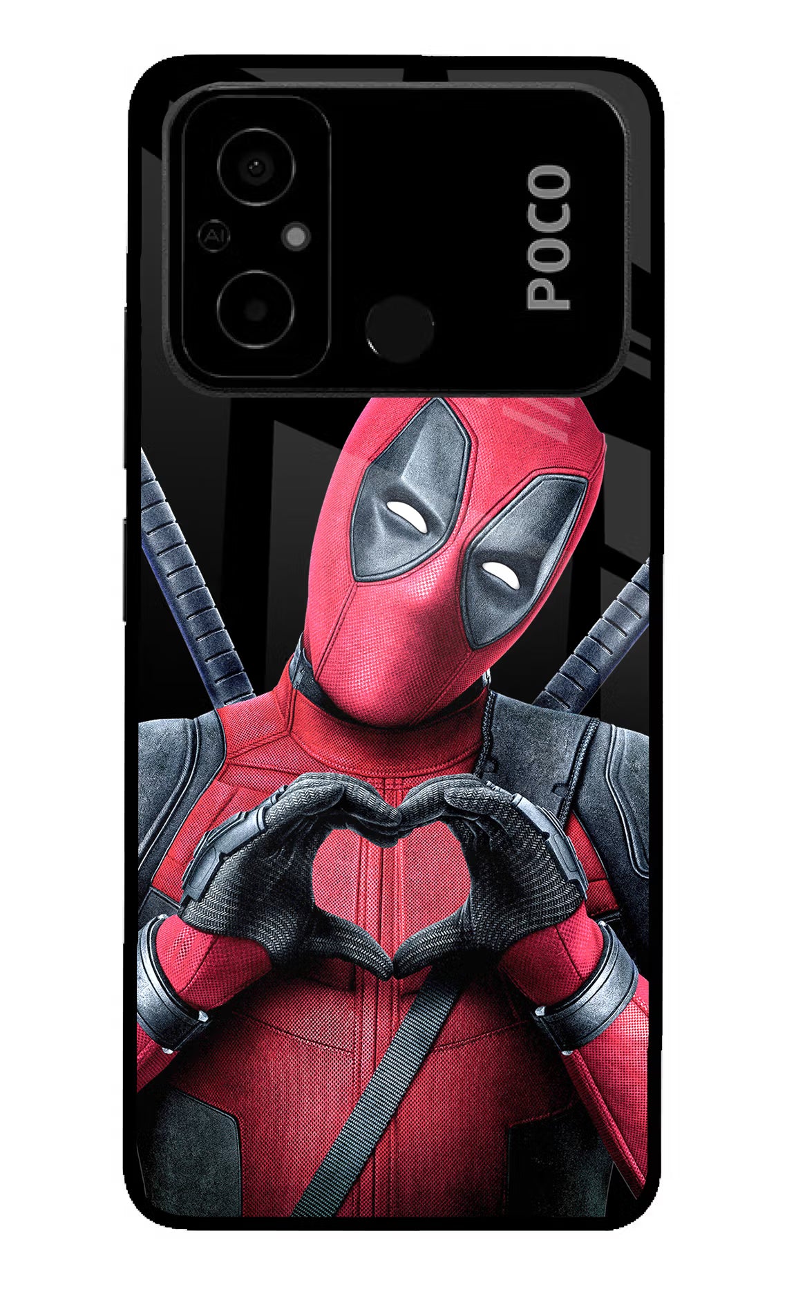 Deadpool Poco C55 Glass Case - Deadpool Poco C55 Glass Case Deadpool Poco C55 Glass Case