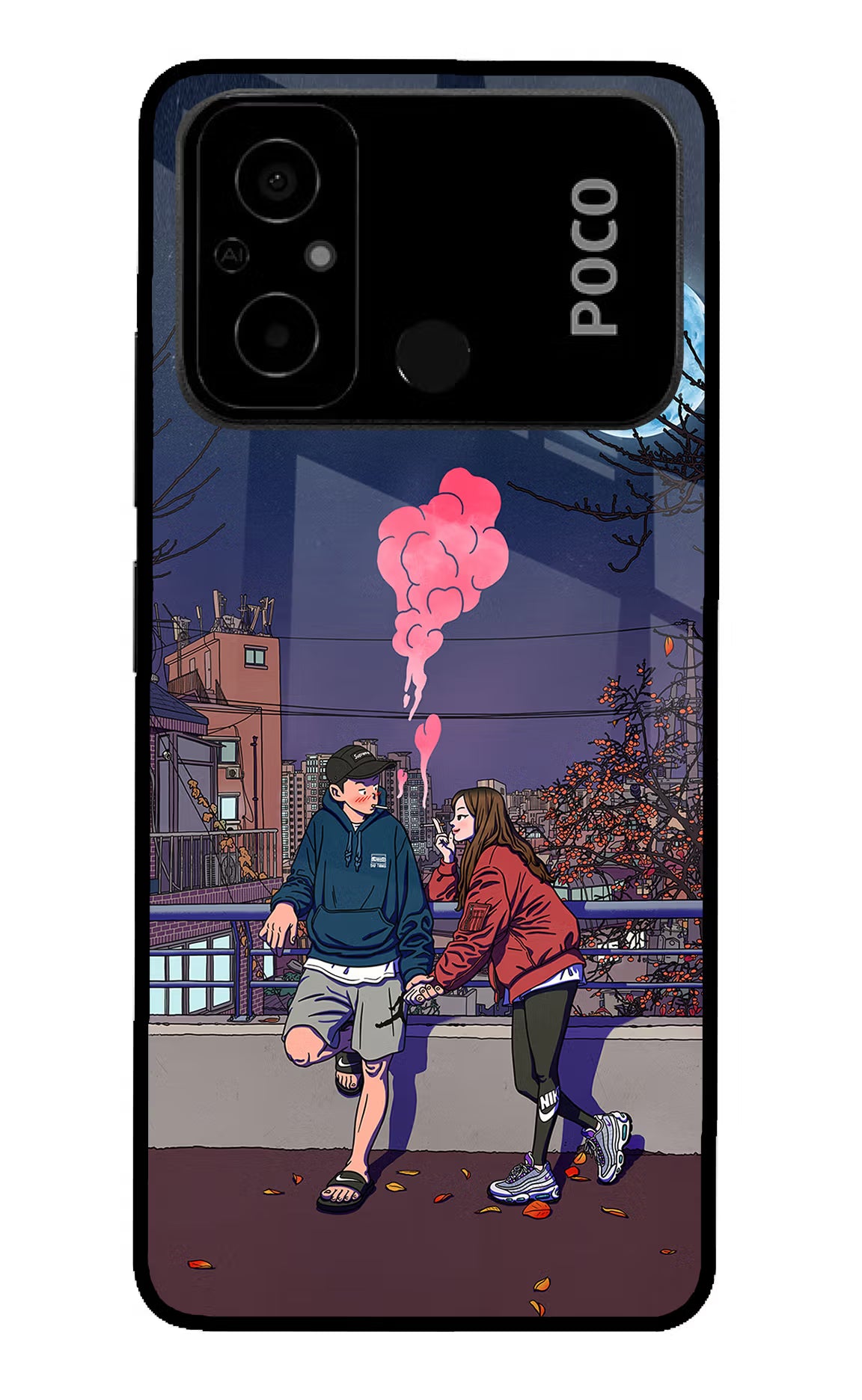 Chilling Couple Poco C55 Glass Case - Chilling Couple Poco C55 Glass Case Chilling Couple Poco C55 Glass Case
