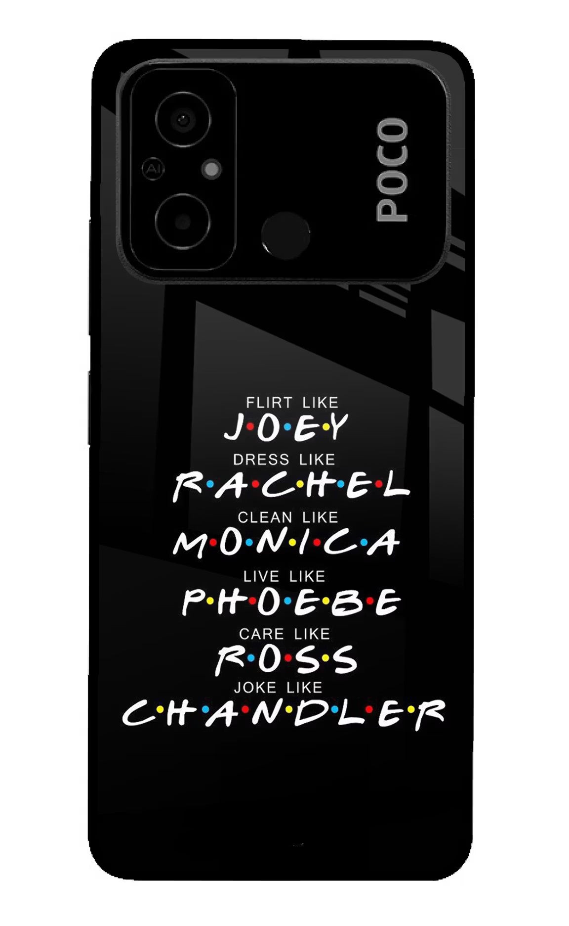 FRIENDS Character Poco C55 Glass Case - FRIENDS Character Poco C55 Glass Case FRIENDS Character Poco C55 Glass Case