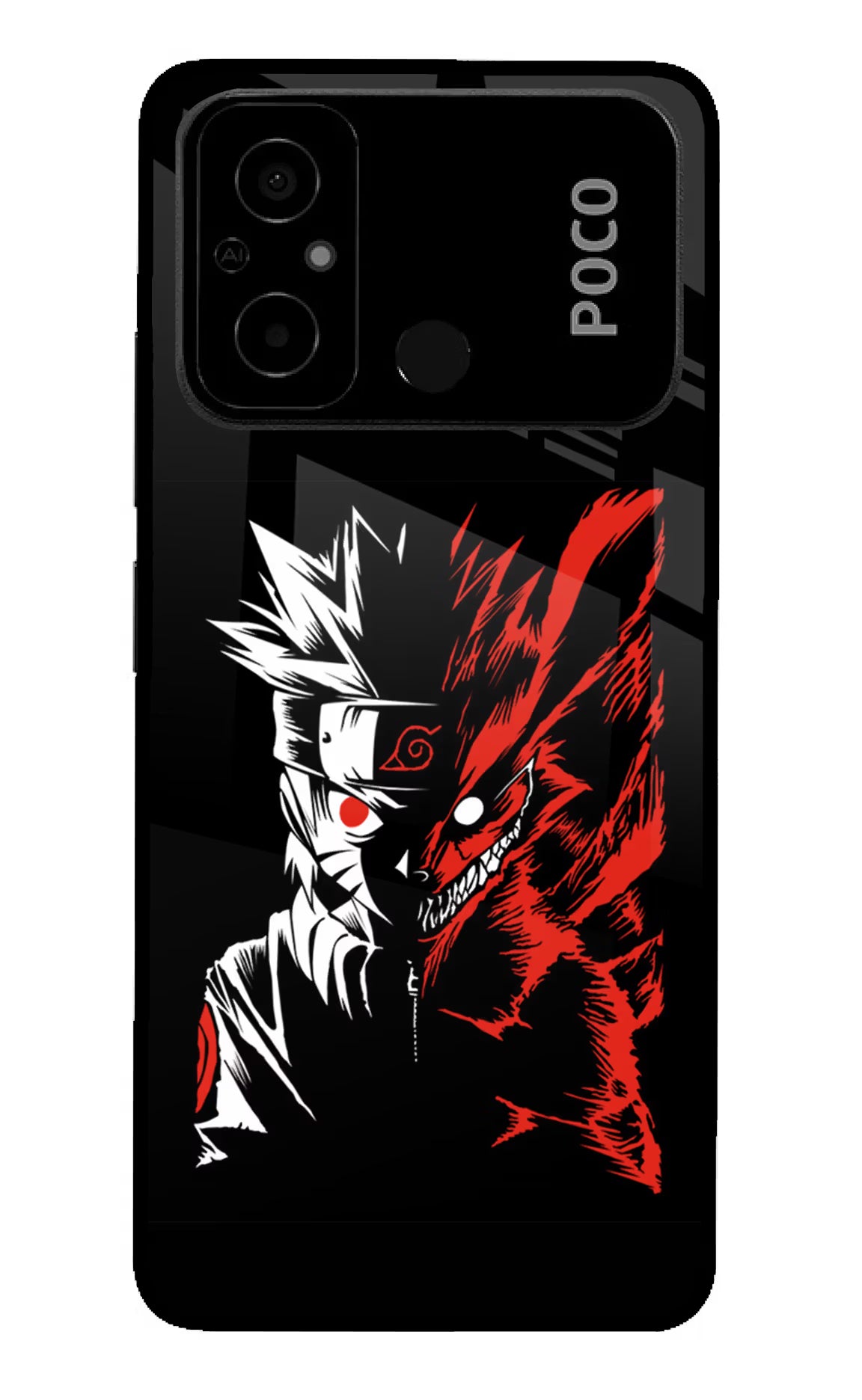 Naruto Two Face Poco C55 Glass Case - Naruto Two Face Poco C55 Glass Case Naruto Two Face Poco C55 Glass Case