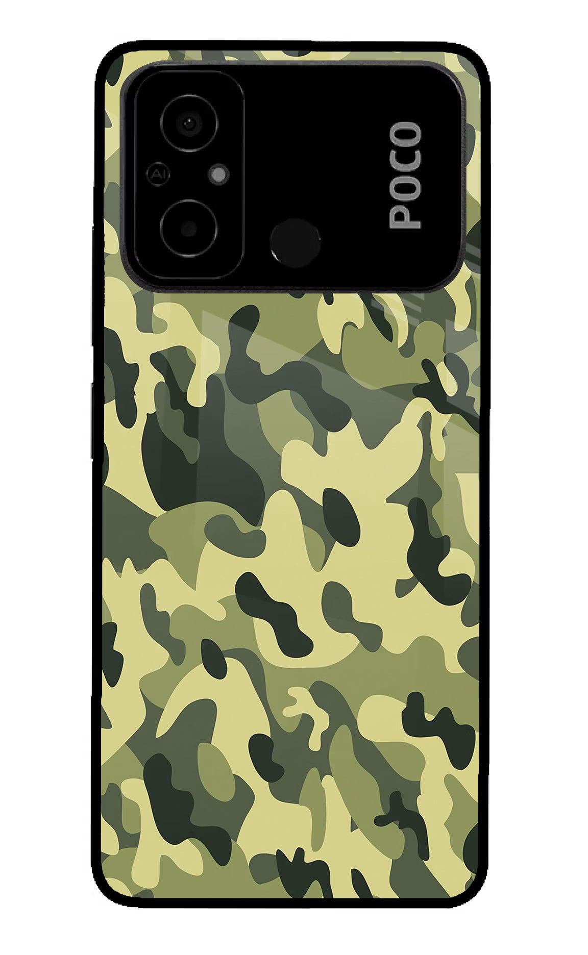 Camouflage Poco C55 Glass Case - Camouflage Poco C55 Glass Case Camouflage Poco C55 Glass Case