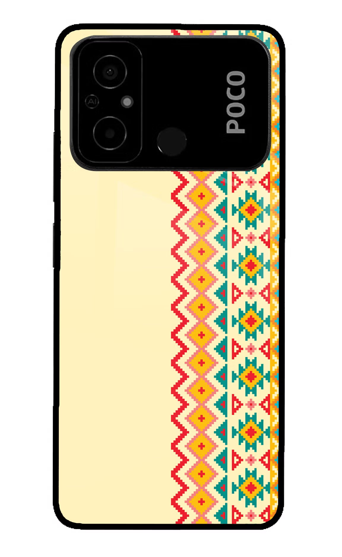 Ethnic Seamless Poco C55 Glass Case - Ethnic Seamless Poco C55 Glass Case Ethnic Seamless Poco C55 Glass Case