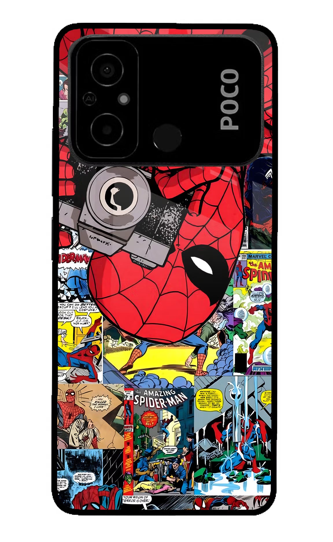 Spider Man Poco C55 Glass Case - Spider Man Poco C55 Glass Case Spider Man Poco C55 Glass Case