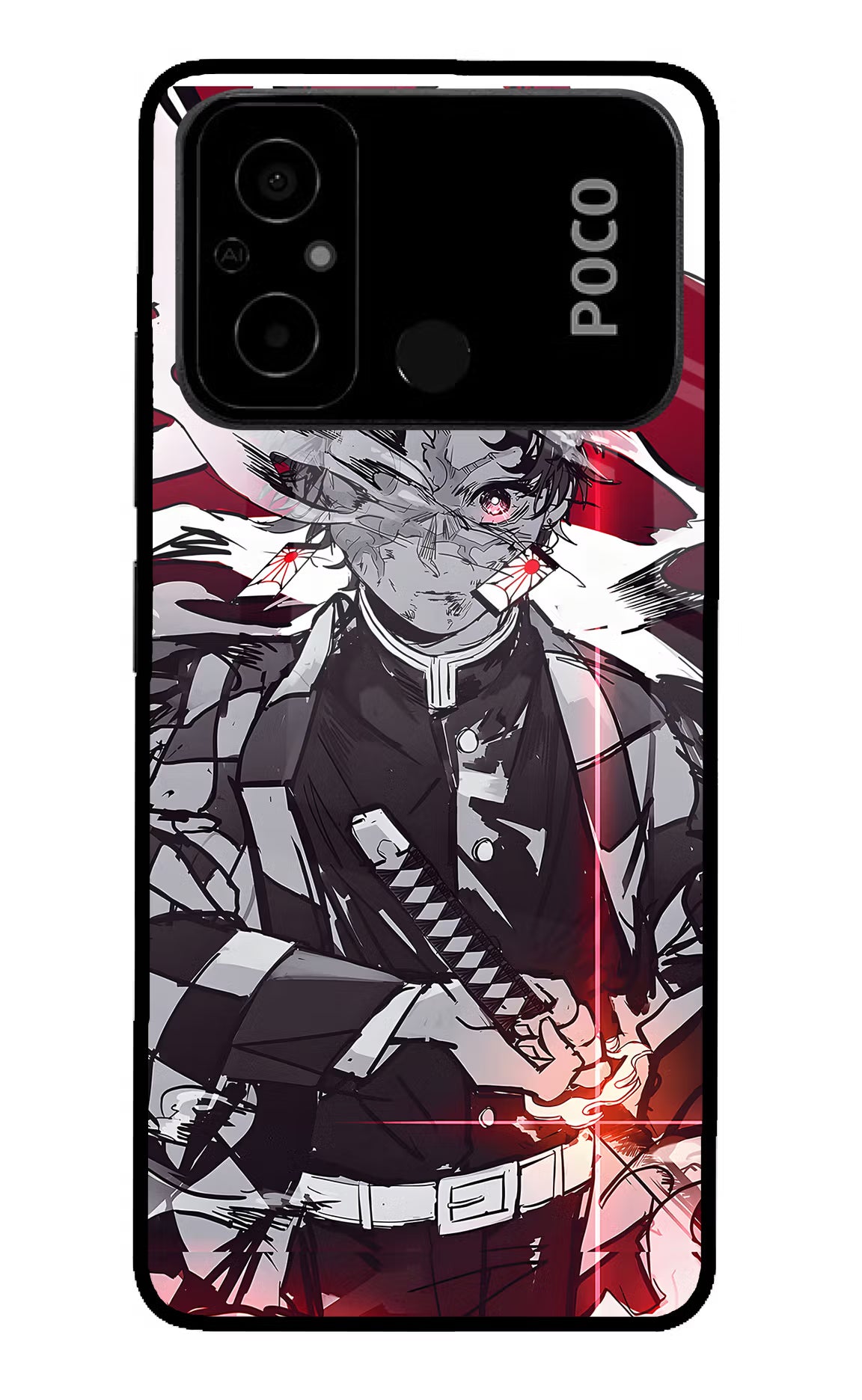 Demon Slayer Poco C55 Glass Case - Demon Slayer Poco C55 Glass Case Demon Slayer Poco C55 Glass Case
