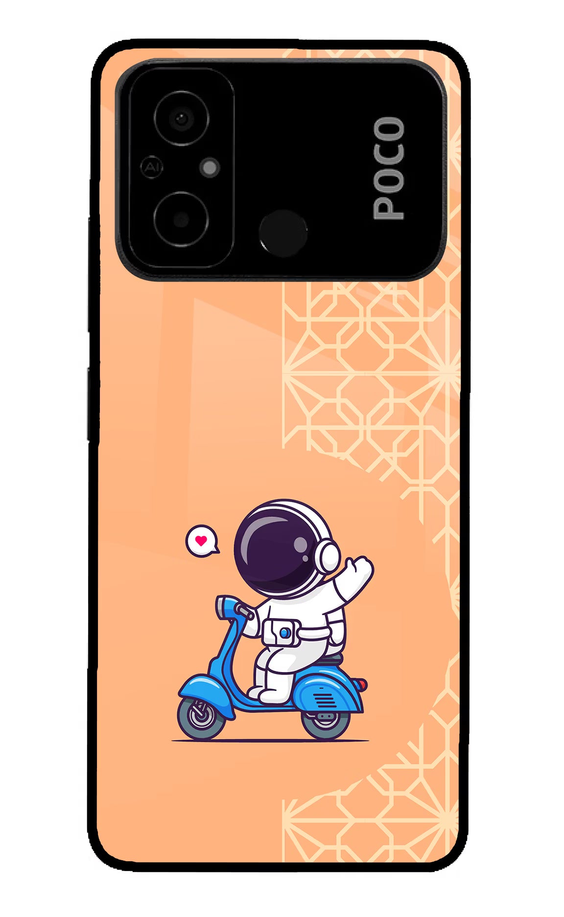 Cute Astronaut Riding Poco C55 Glass Case - Cute Astronaut Riding Poco C55 Glass Case Cute Astronaut Riding Poco C55 Glass Case
